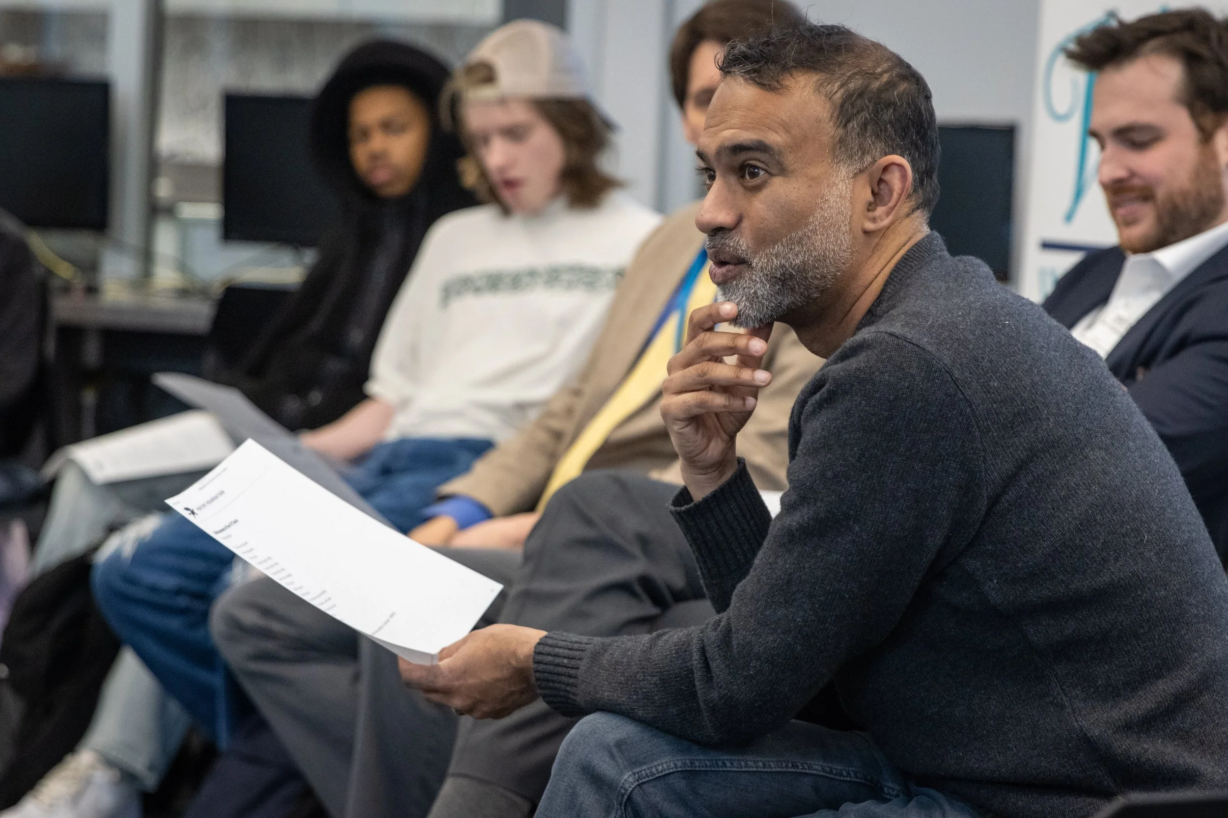 Srikanth Reddy leading a poetry workshop