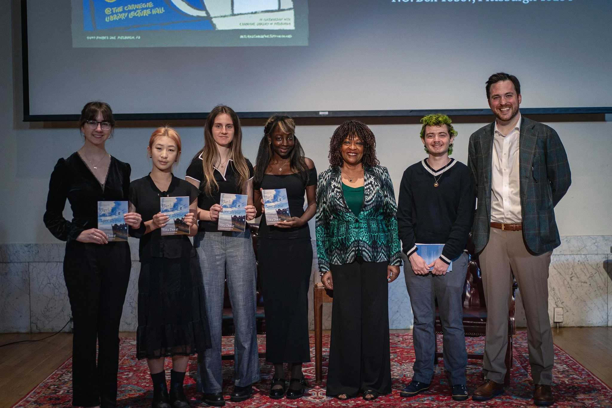 Rita Dove with student volunteers, 2026