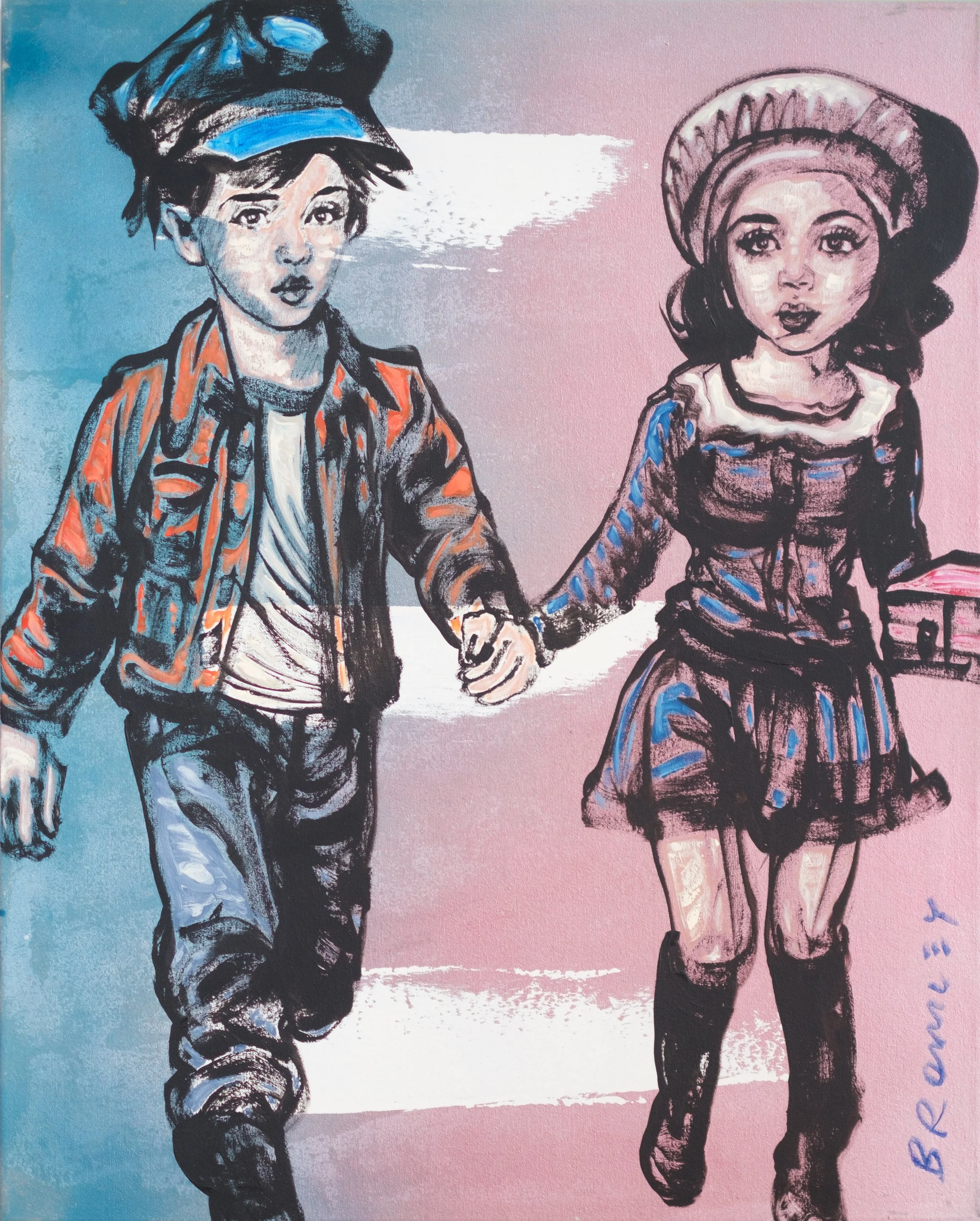 $2600 - Children Holding Hands (80 x 100 x 3cm, stretched canvas)