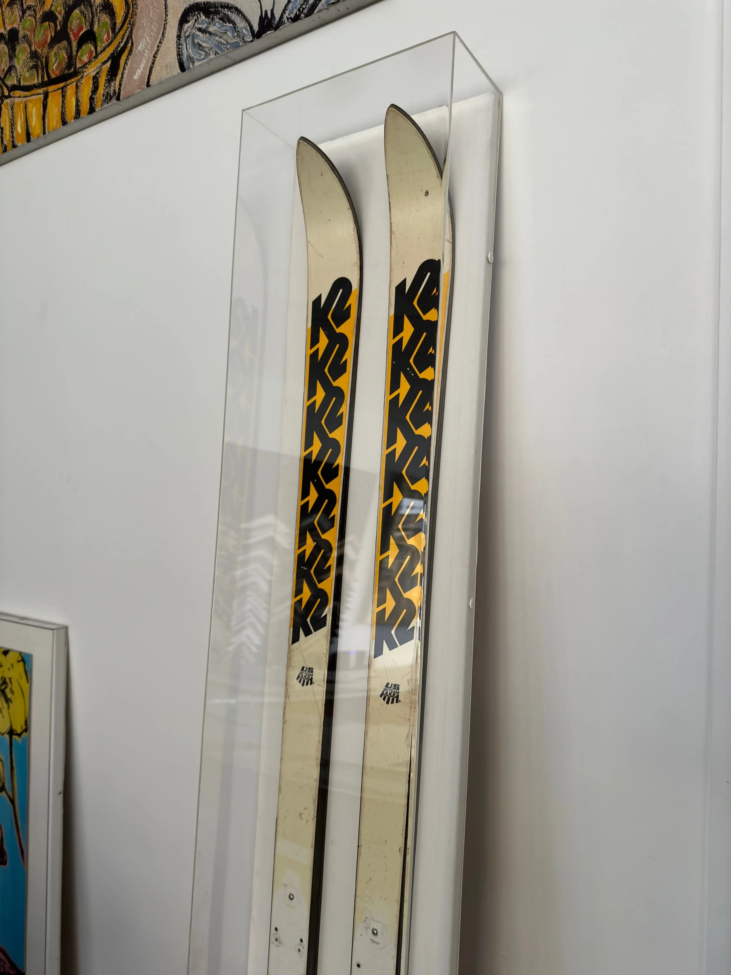 Vintage Skis in Perspex Box