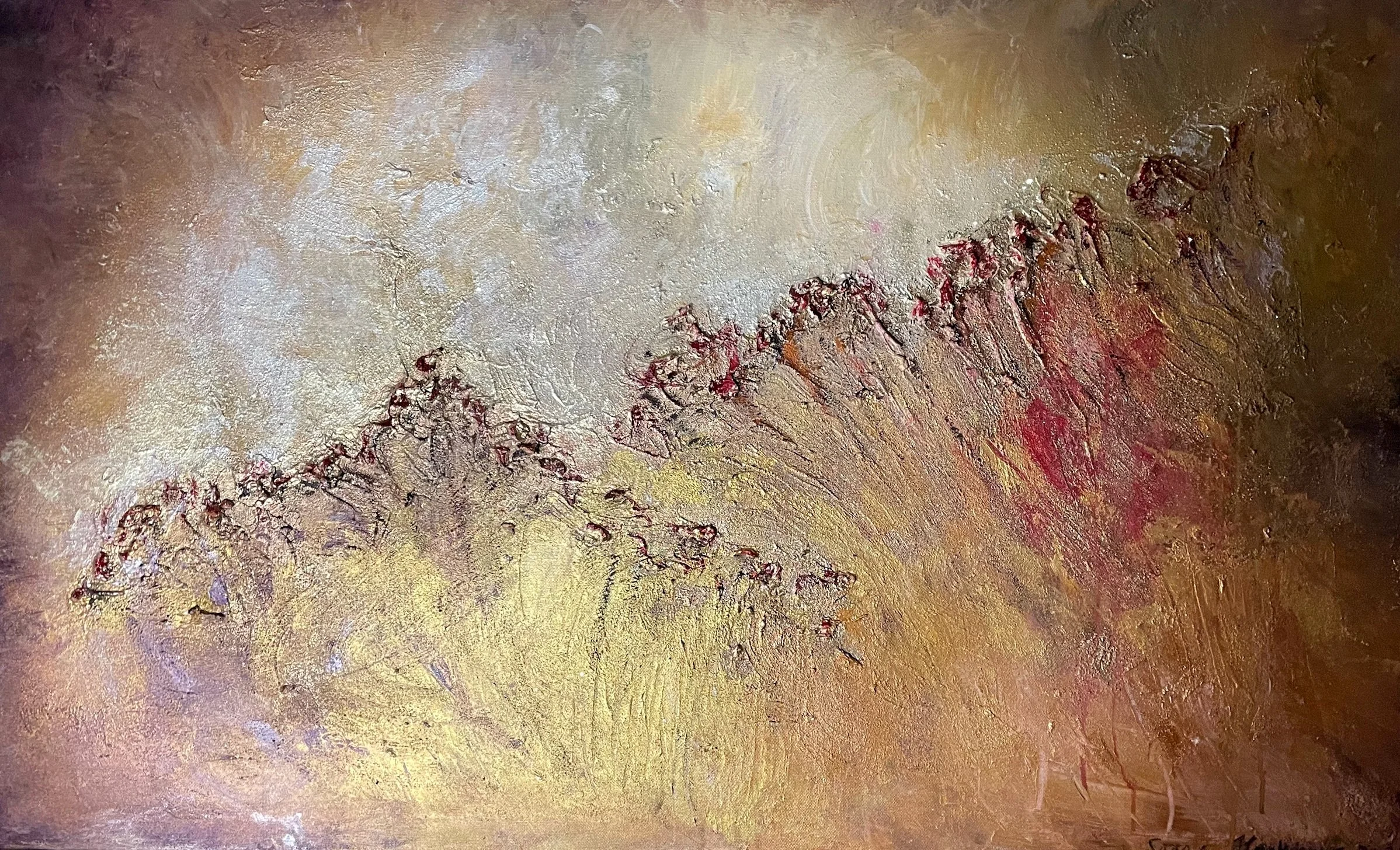 Crescendo (2023), myyty
90x150 cm, sekatekniikka kankaalle