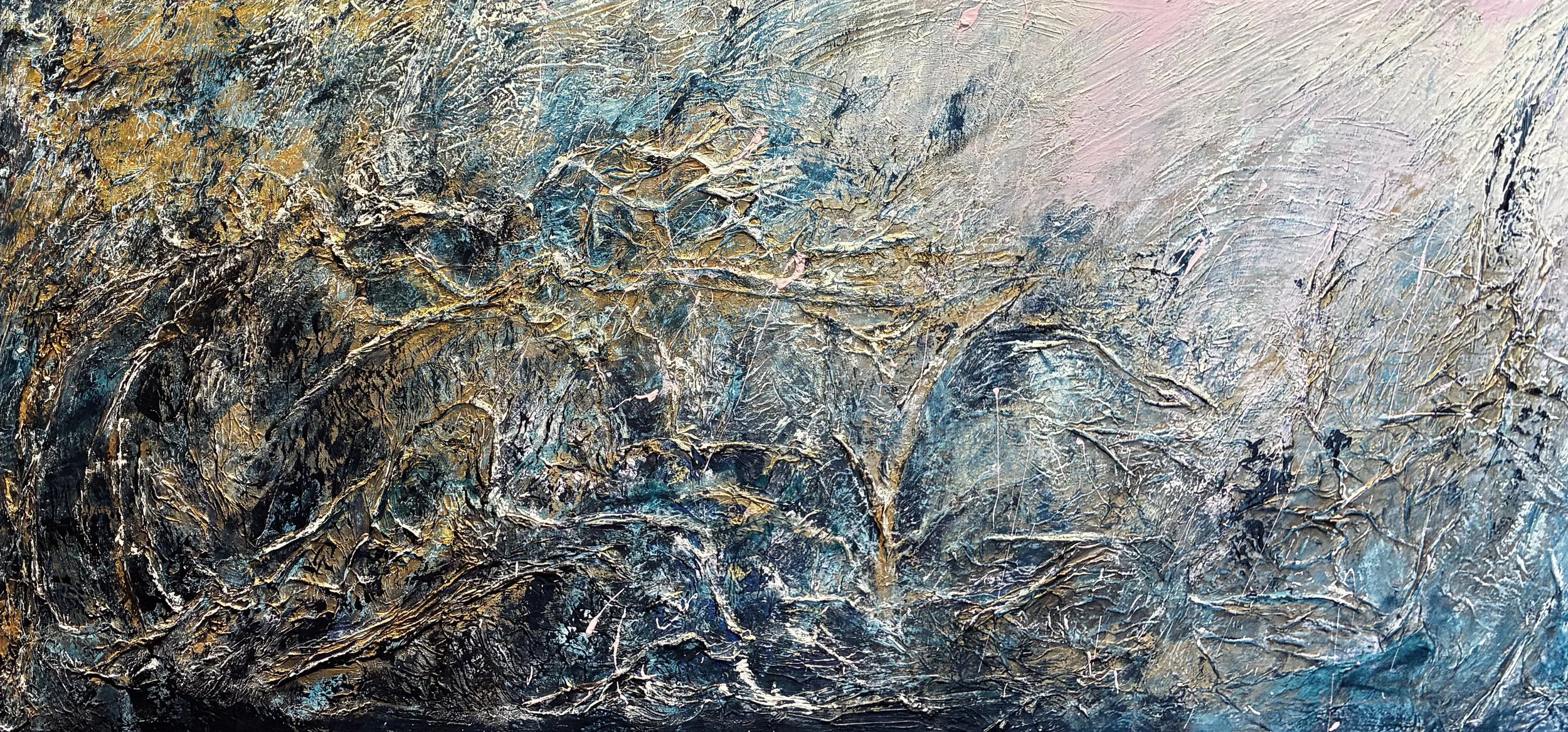 Scaling (2025), tilaustyö
70x150 cm, sekatekniikka kankaalle