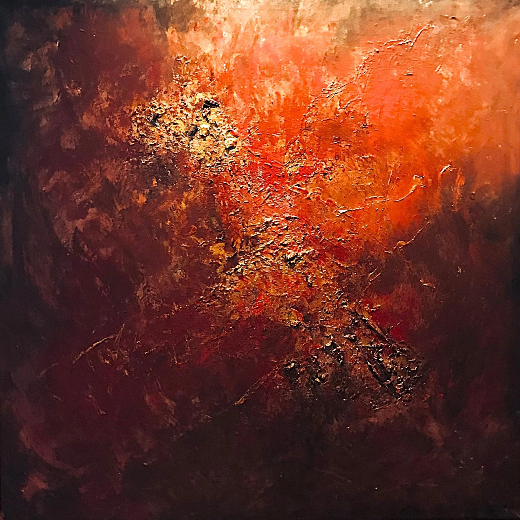 Copperline (2021), myyty
140x140 cm, sekatekniikka kankaalle
