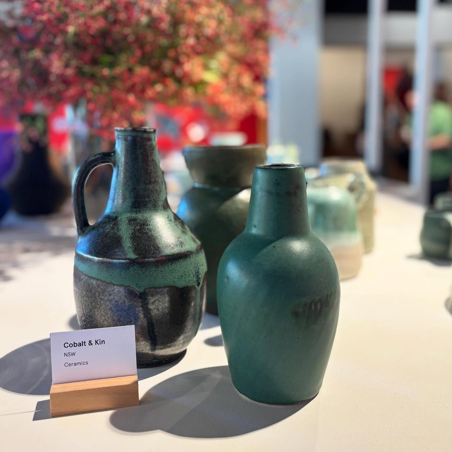 Some of my green vases sitting pretty in the @australiandesigncentre Object Shop

#australianceramics #greenceramics #cobaltandkin