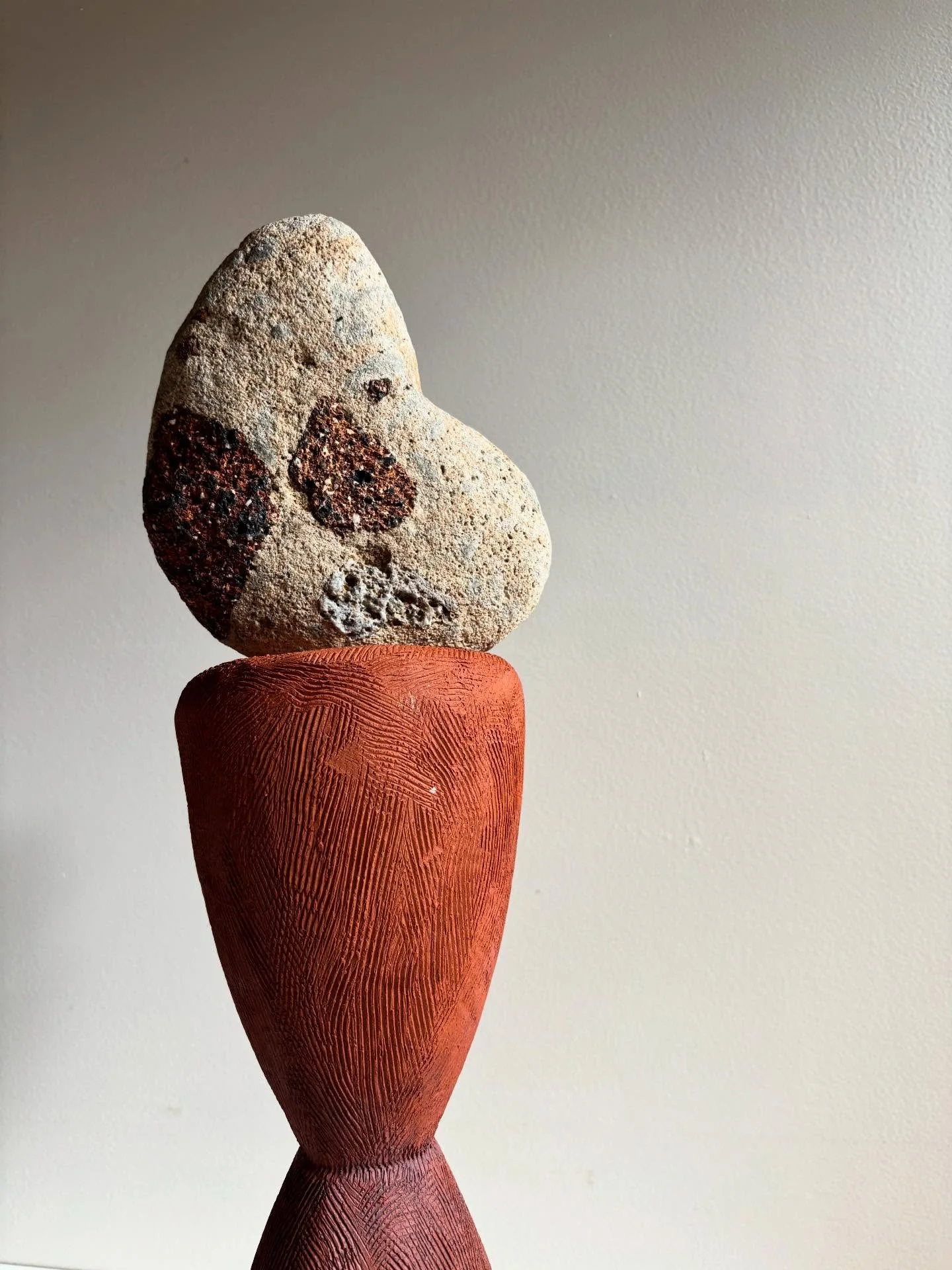 Stormfront Sentinel comprises of a handmade terracotta structure and a concrete/brick element that I picked up on the beach. I&rsquo;m not sure what this is a fragment of, perhaps a wall built to keep out the rising tides of my coastal landscape.

No