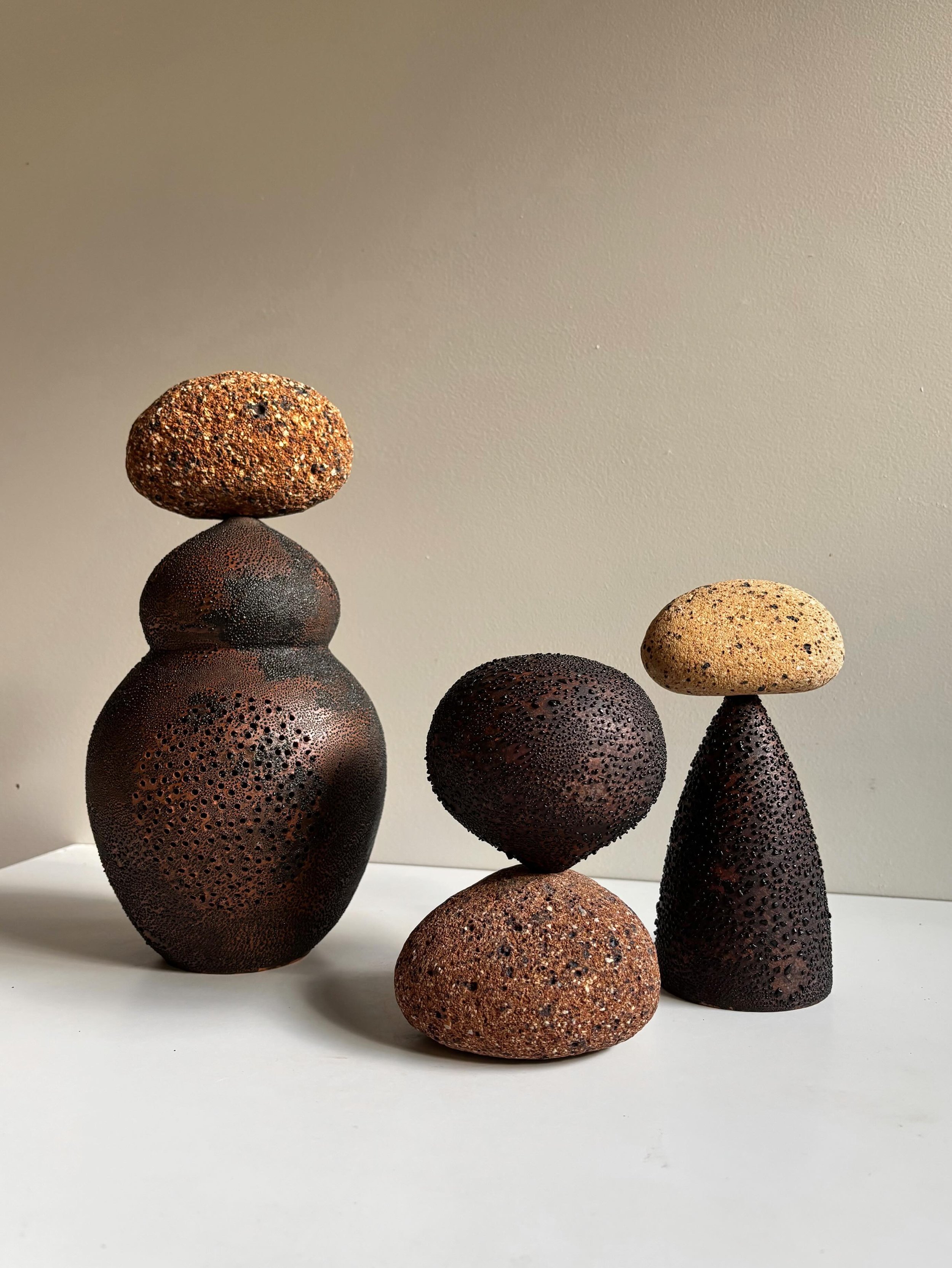 Another grouping of work that had an affinity, this image is continuing to give me ideas even after the sculptures have gone to their new homes.

#australianceramics #contemporaryceramics #chrystielongworth