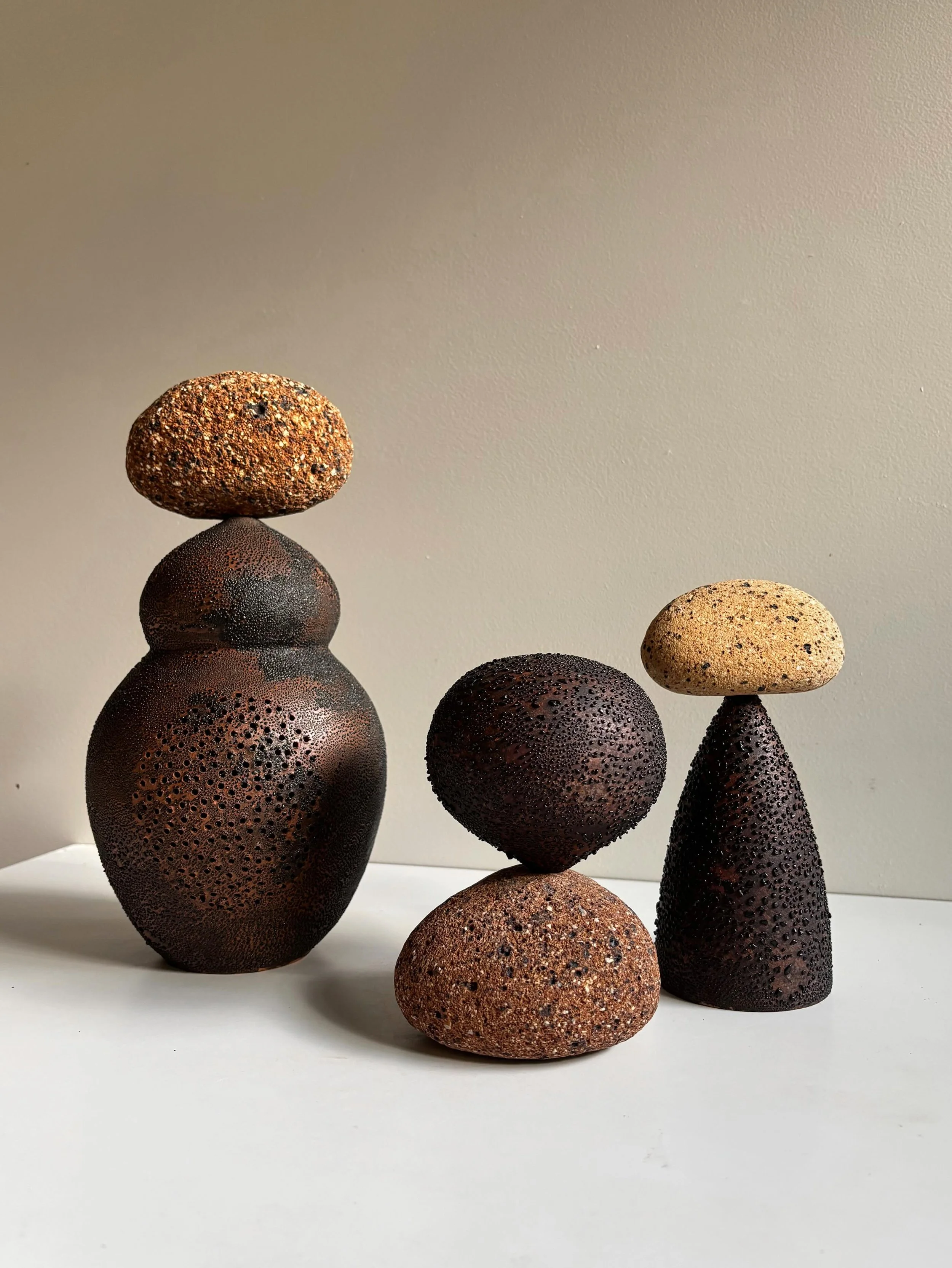 Another grouping of work that had an affinity, this image is continuing to give me ideas even after the sculptures have gone to their new homes.

#australianceramics #contemporaryceramics #chrystielongworth