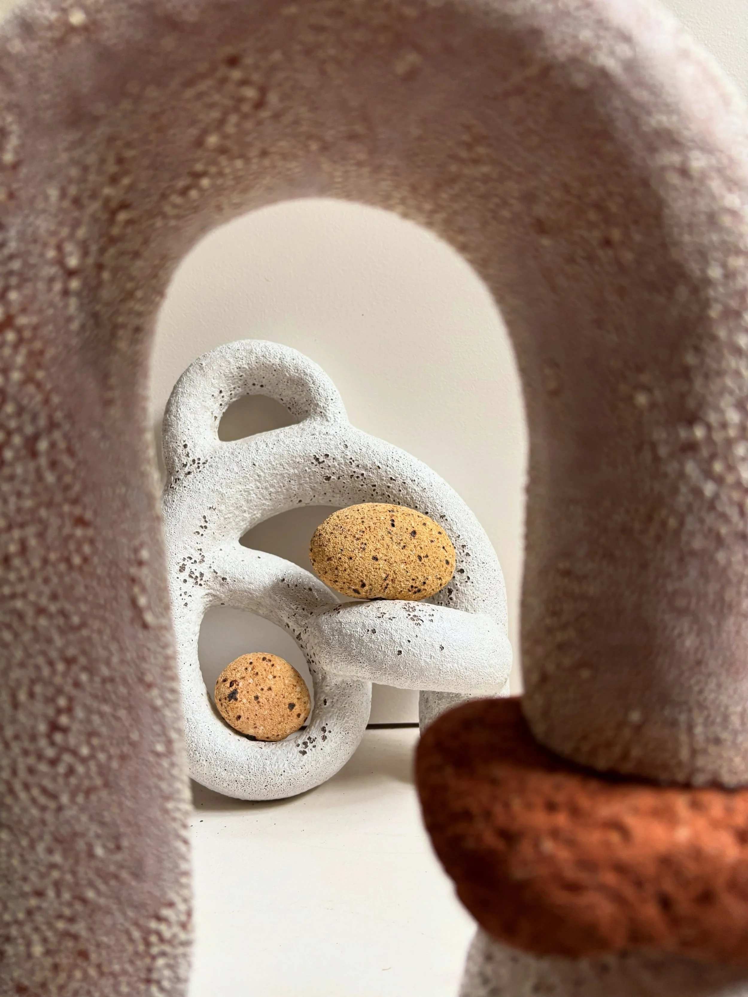 Current Keeper is a wall sculpture made for the Suburban Squall exhibition in April. I like this image of it peaking through something else I was working on at the time.