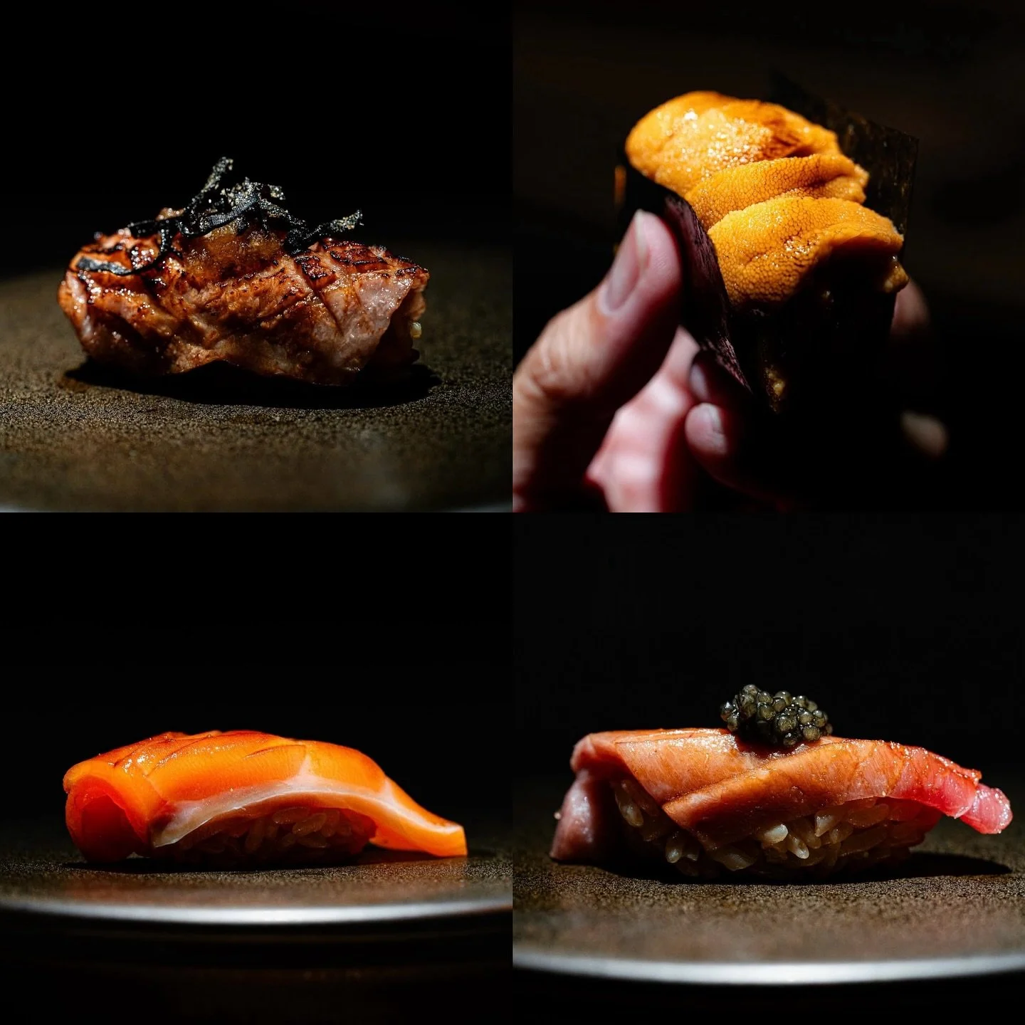 Look at these beautiful shots captured by @definitelybayarea 😍 From A5 wagyu with truffle, to bluefin tuna with caviar, to a beautiful salmon nigiri, to our highest grade of Hokkaido uni. These pieces will have you in a daydream for our omakase here
