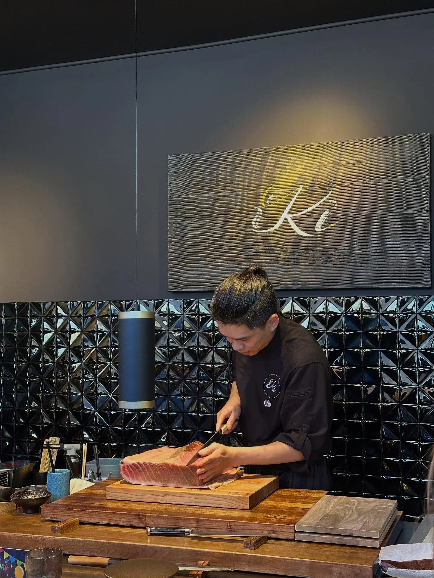 Chef Li is preparing for service. Tonight&rsquo;s ingredients are amazing. Including top quality bluefin and wild caught buri.