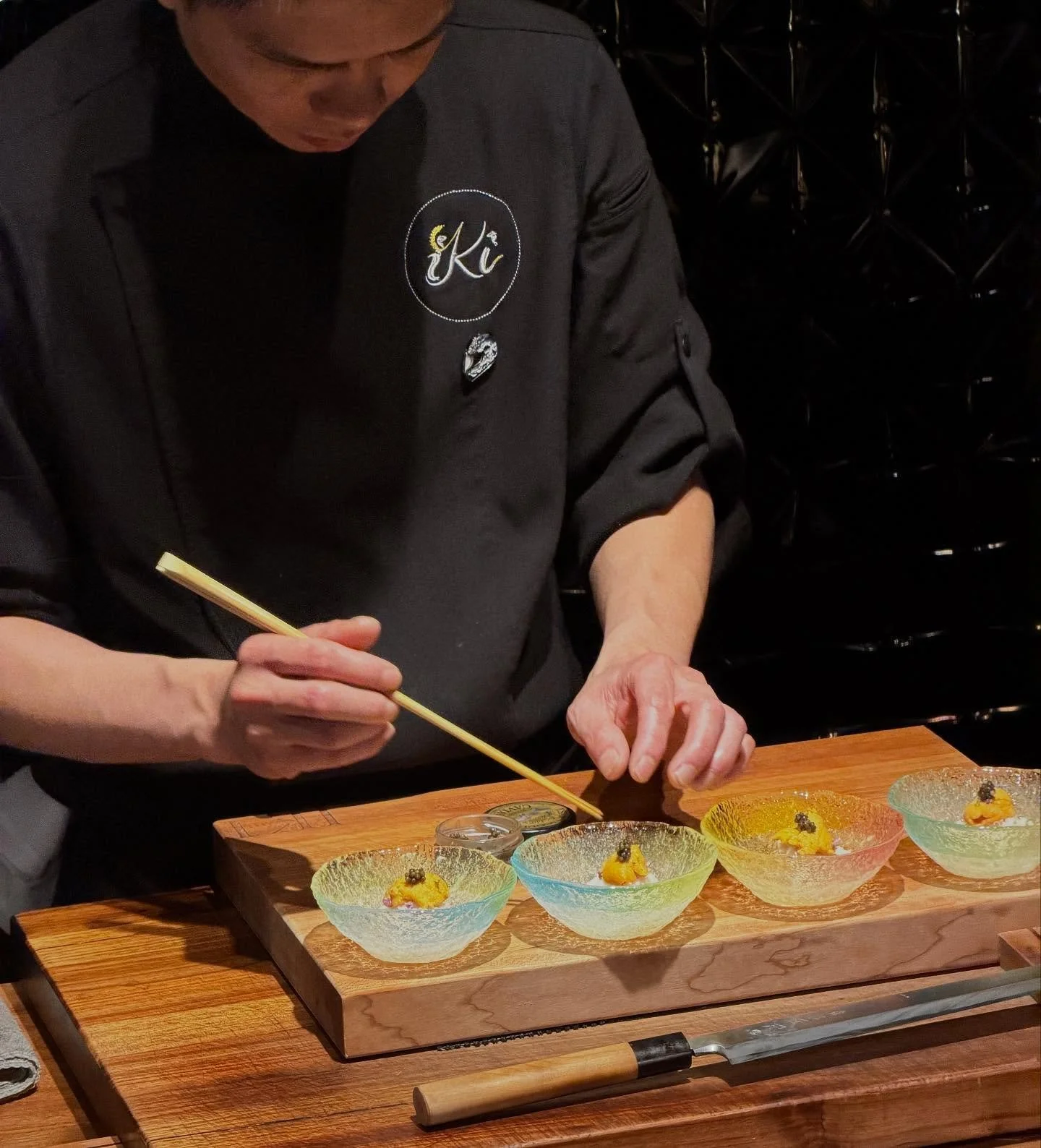 Hokkaido Uni with Kegani (Hairy Crab), crowned with premium caviar &mdash; served on our new plates.
We never stop innovating, always refining every detail to elevate your omakase journey.

#SushiLovers #OmakaseExperience #FineDining #JapaneseCuisine