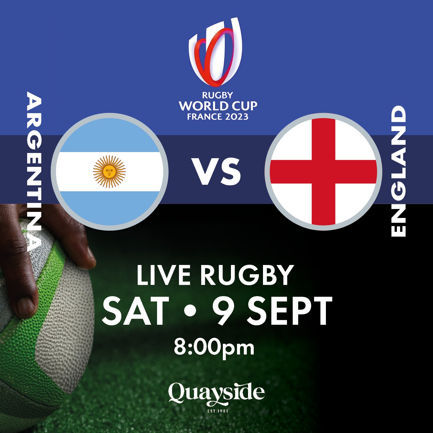 Rugby World Cup LIVE • England vs Argentina — Quayside