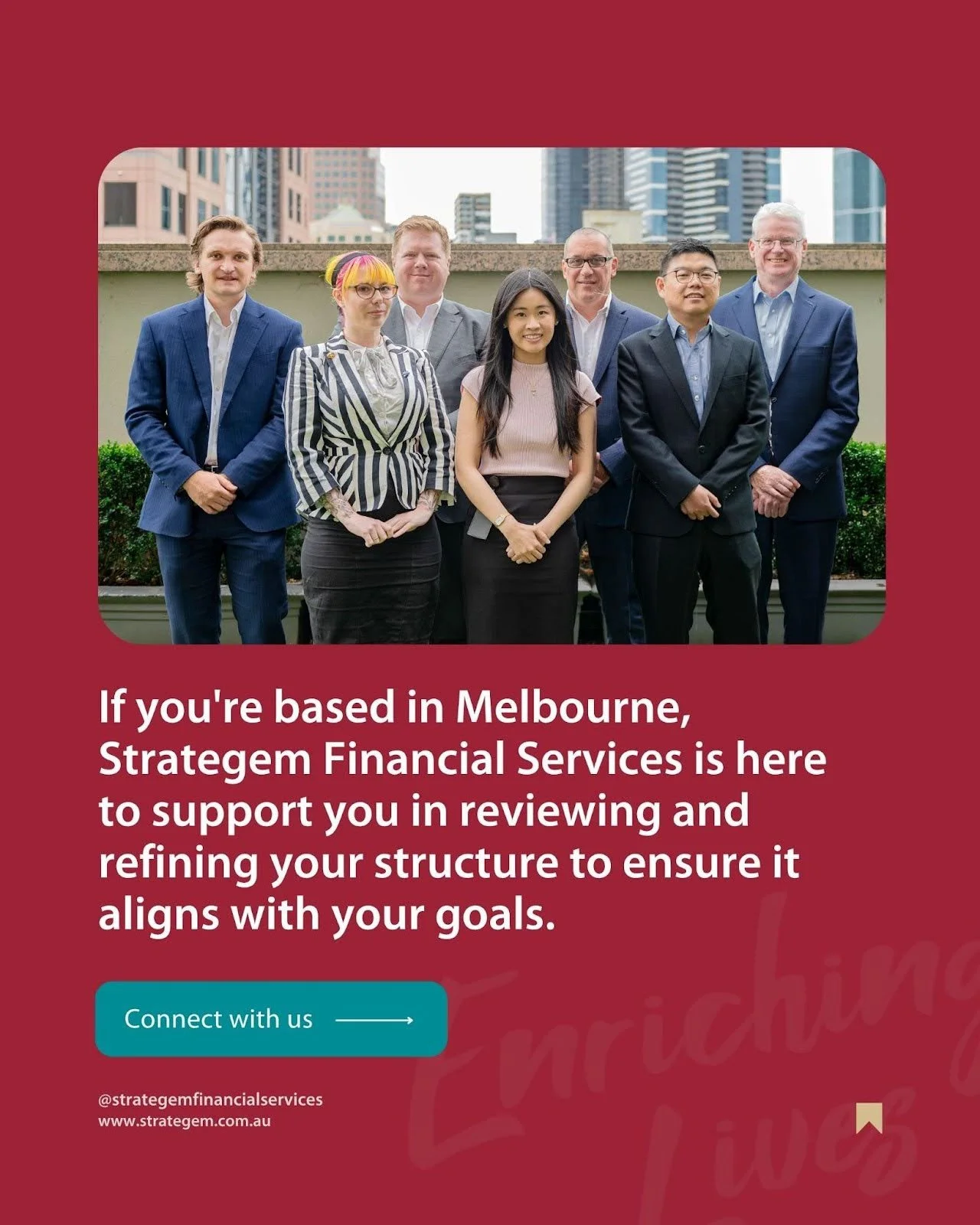 Your business structure isn&rsquo;t something you set and forget.⁠
⁠
If you're based in Melbourne, Strategem Financial Services is here to support you in reviewing and refining your structure to ensure it aligns with your goals.⁠
⁠
Because the right 