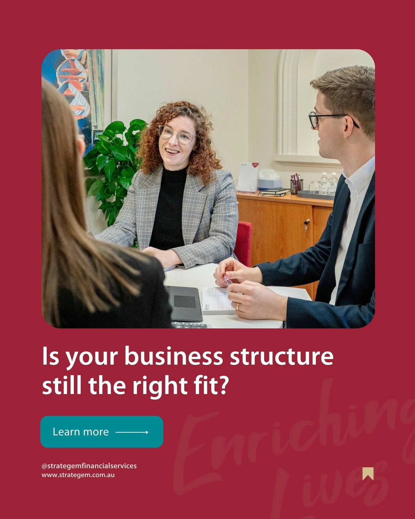 Is your business structure still the right fit?⁠
⁠
Whether you operate as a sole trader, company, family trust, or partnership, having the right business structure in place can make a significant difference to your tax obligations, asset protection, 