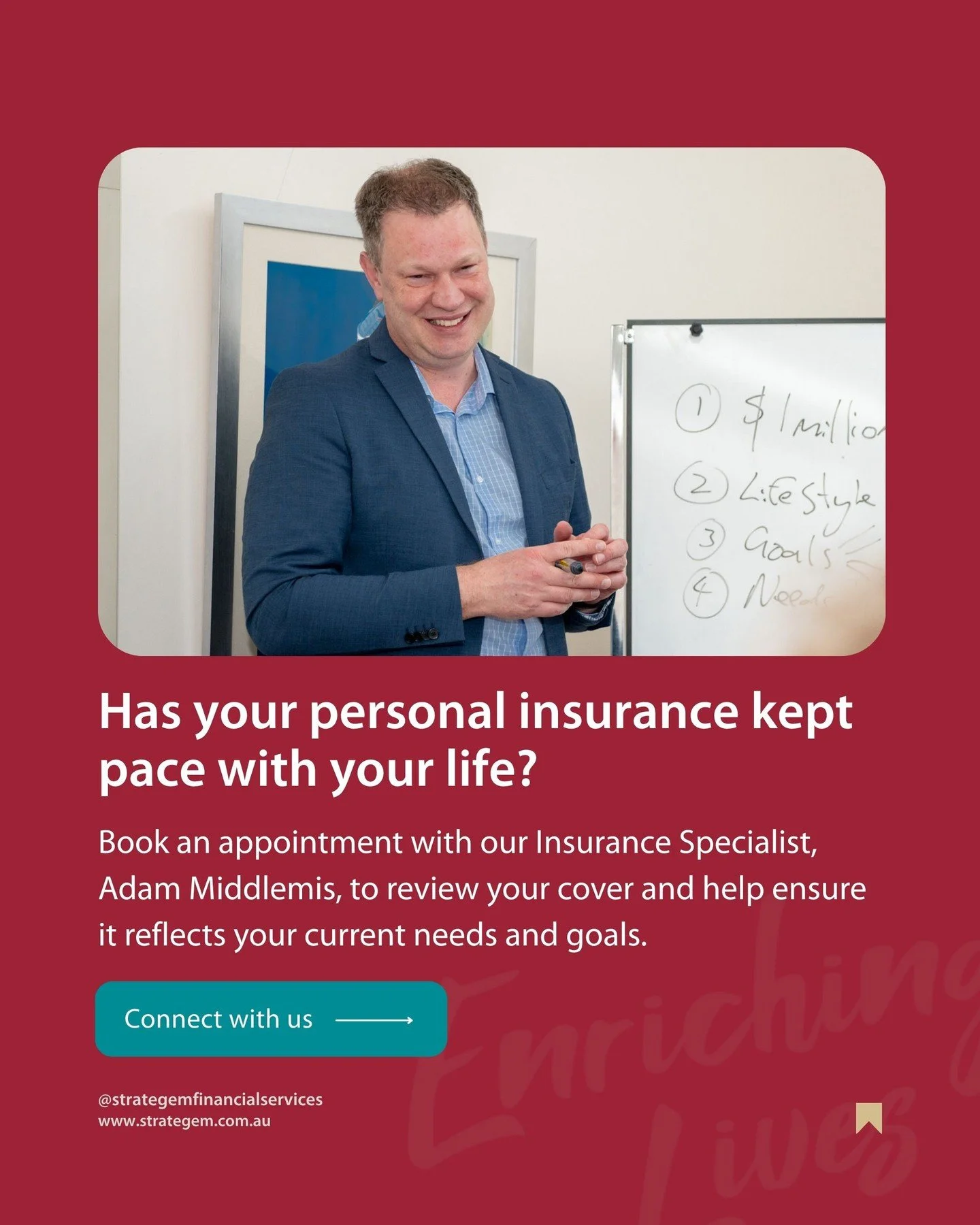 Has your personal insurance kept pace with your life?⁠
⁠
Life changes. Your insurance needs can too.⁠
⁠
Whether you've changed jobs, purchased a home, started a family or simply haven't reviewed your cover in a while, now is a great time to check whe