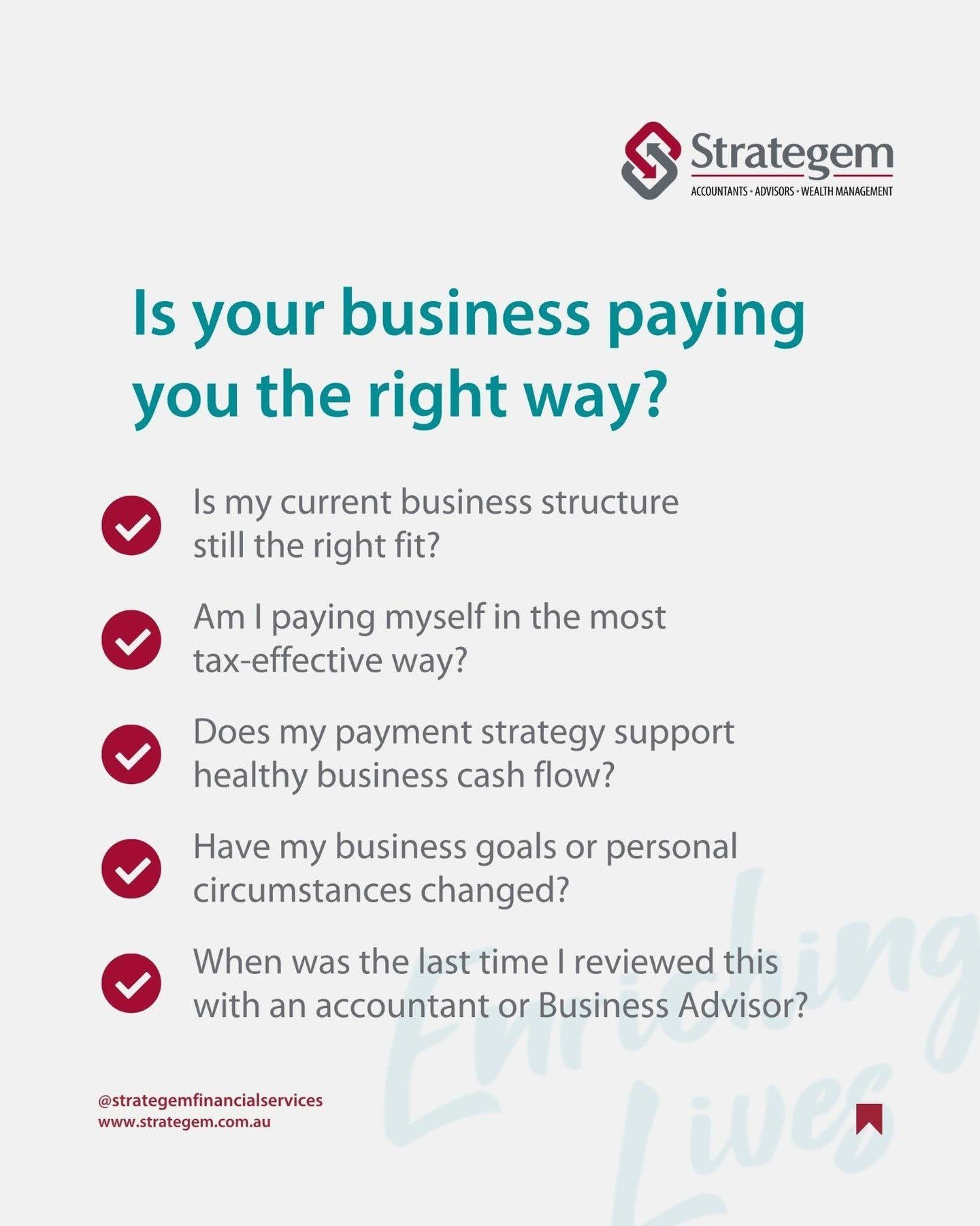 Is your business paying you the right way?⁠
⁠
As your business grows, the way you pay yourself should grow with it.⁠
⁠
Take a moment to ask yourself:⁠
⁠
✅ Is my current business structure still the right fit?⁠
✅ Am I paying myself in the most tax-eff