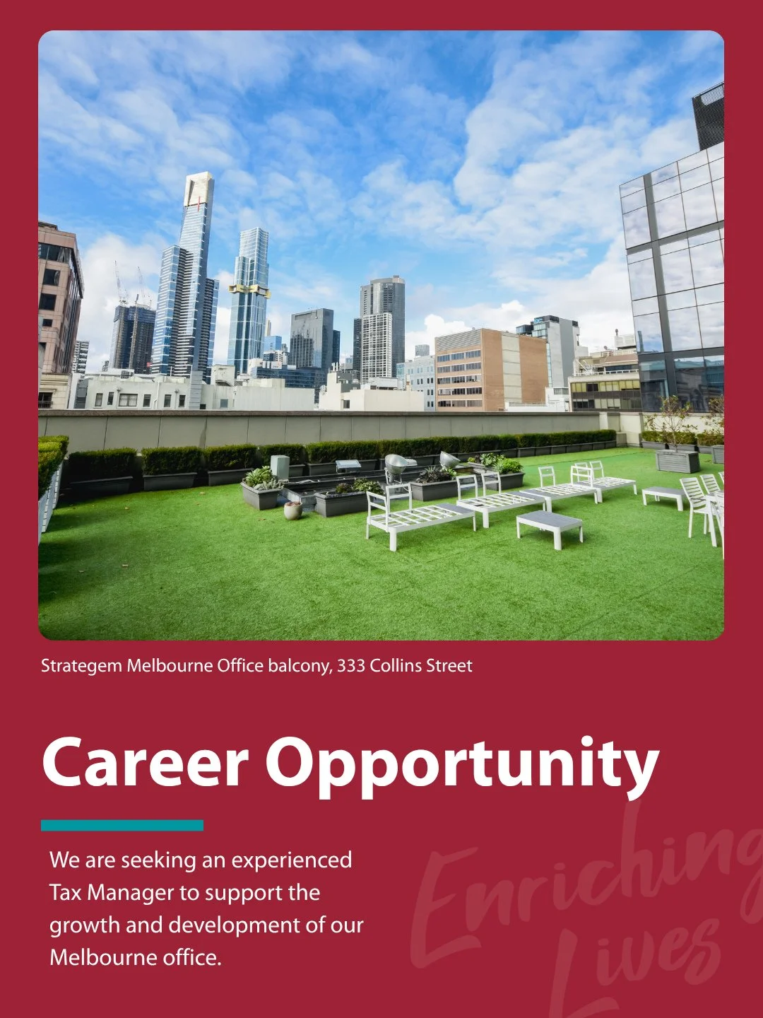 Looking for a career move where your leadership truly matters?⁠
⁠
At Strategem, you'll have the opportunity to lead a talented team, work alongside specialists across accounting, taxation and wealth advisory, and contribute to strategic initiatives t