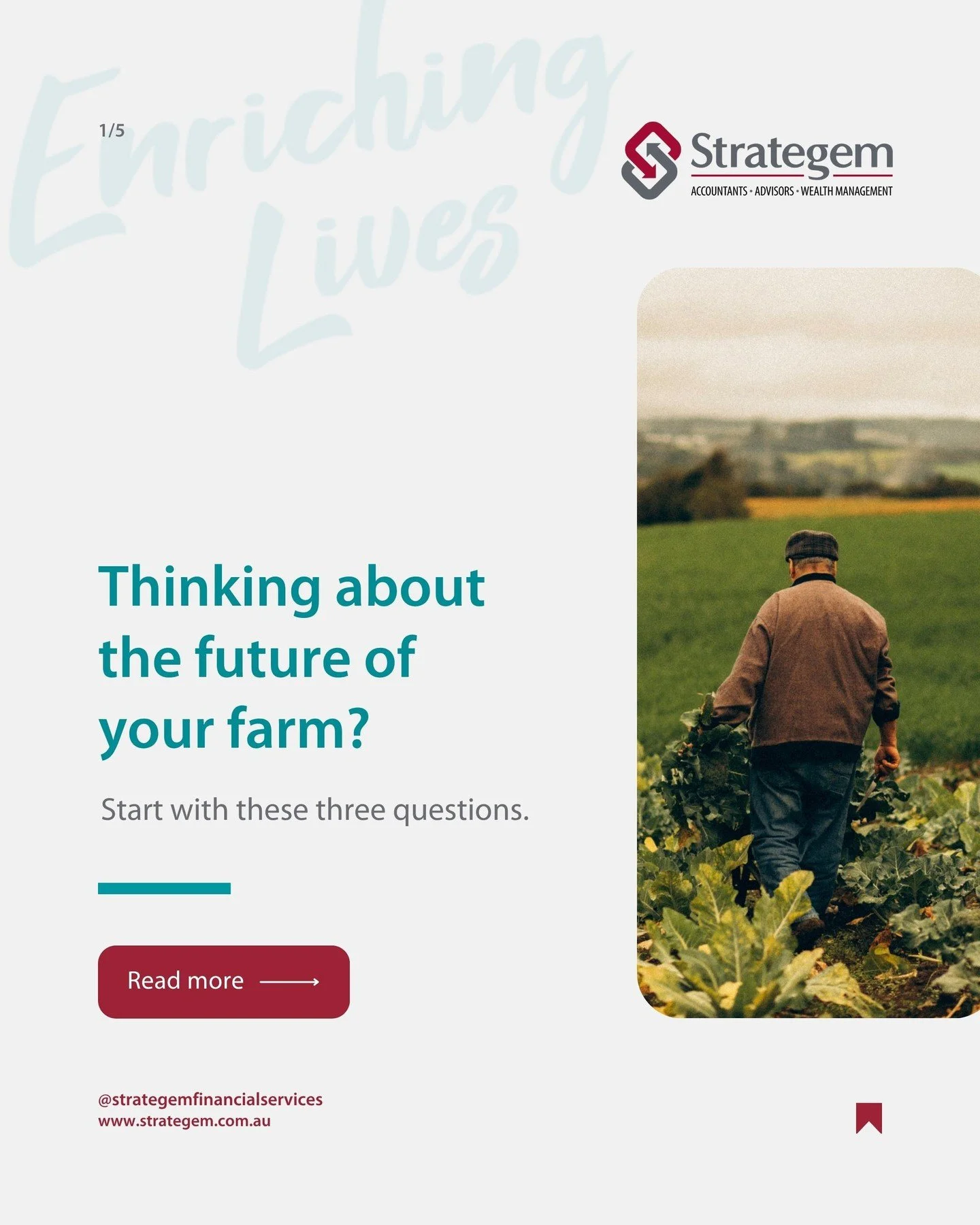Thinking about the future of your farm? Start with these three questions.⁠
⁠
For many farming families, business and personal wealth are closely connected. That can make planning for retirement, succession and the next generation particularly importa