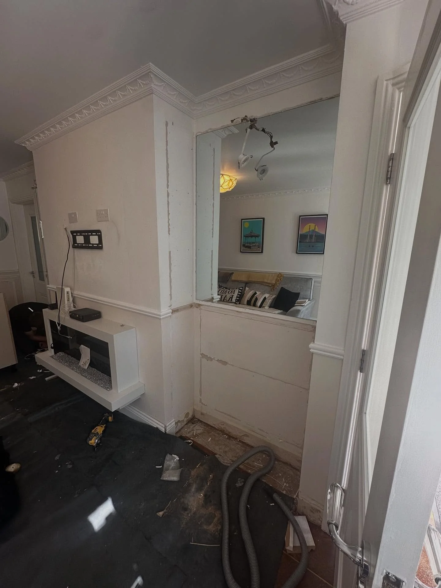 Sunday Spotlight 💡
 Swipe to see how we transformed this space into a sleek, modern feature.

Working closely with our client, we designed a fitted unit with built-in alcoves, acoustic panelling, and subtle LED lighting to create a flawless, balance