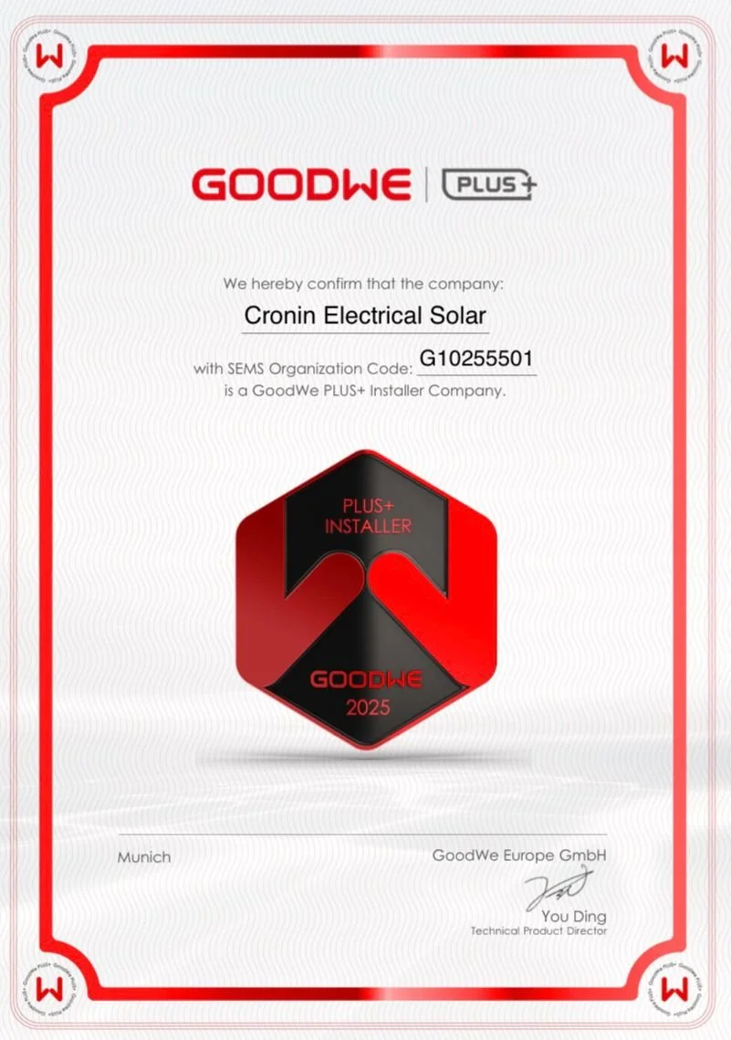 Cronin Solar Now Officially Certified as a GoodWe Installer 