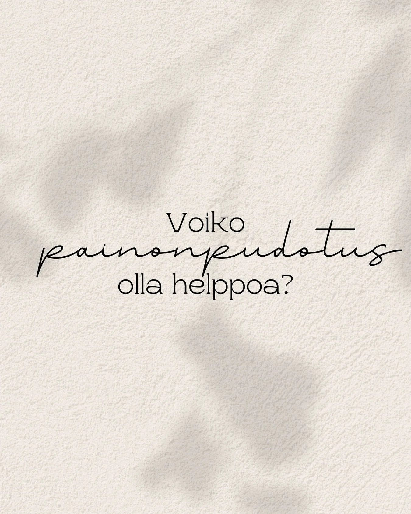 Kyll&auml; voi! 💁🏼&zwj;♀️

💬&rdquo;muistan, kun sanoit aivan alussa, ett&auml; tavoite on se, ett&auml; &rdquo;tuntuu kuin et tekisi mit&auml;&auml;n&rdquo; ja ett&auml; valmennuksen jatkaminen ei en&auml;&auml;n jossain kohtaa ole v&auml;ltt&auml