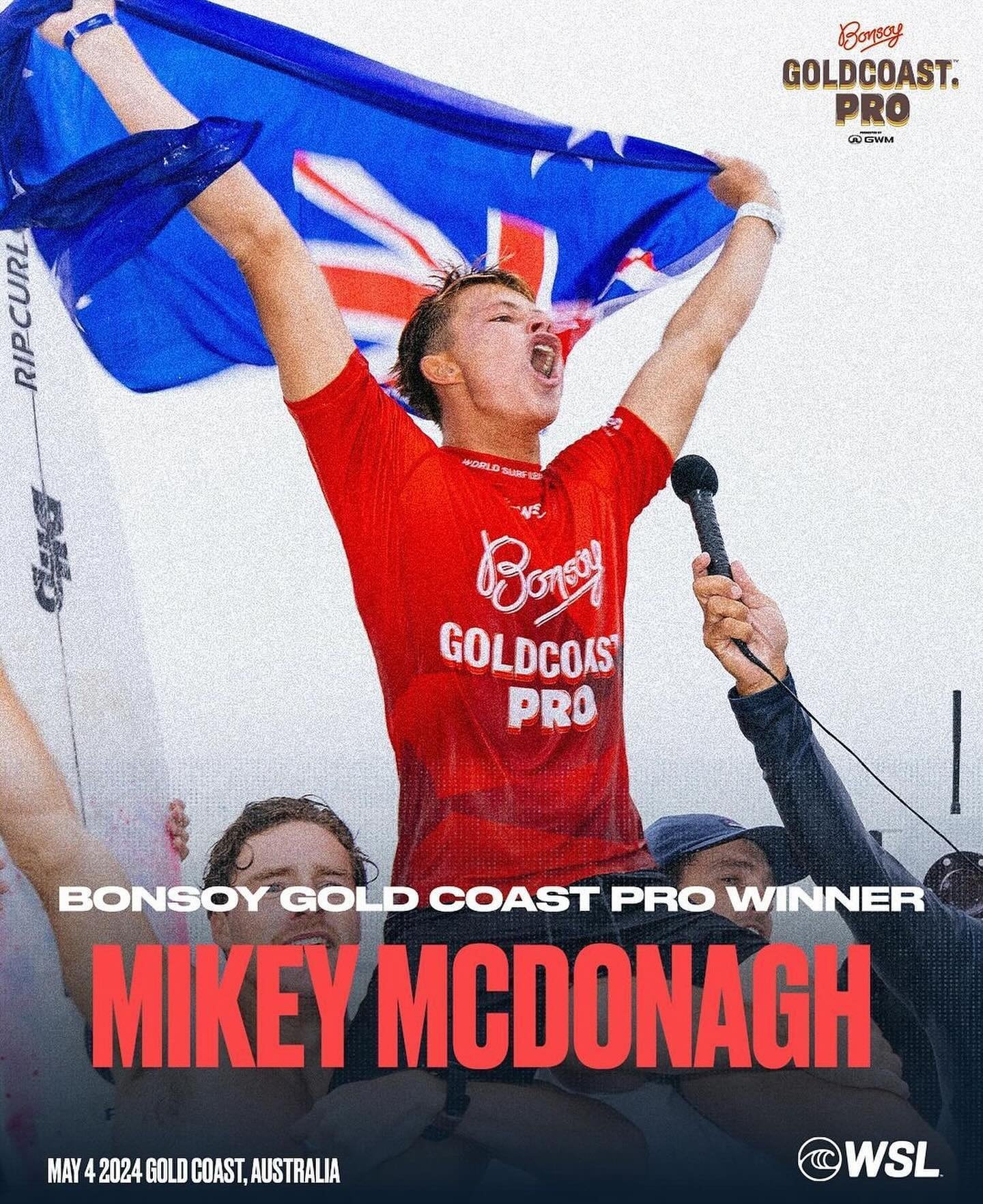 Huge congratulations to @_mikeymcdonagh for taking out the 2024 @bonsoy Gold Coast Pro presented by GWM. The whole @lebaboardriders club was behind you today and did all of us, and the whole of Lennox Head proud. All of the groms were frothing and in