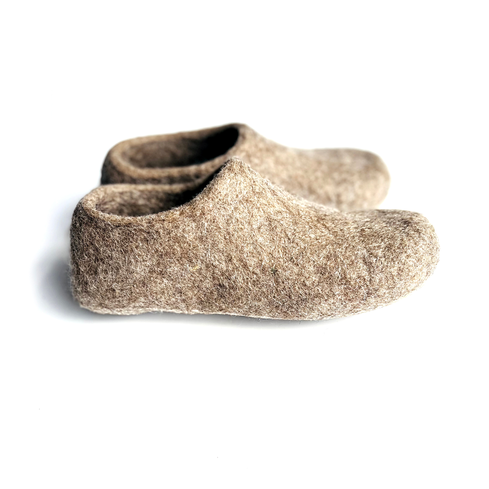 Wool Slippers Beige Neutral Biodegradable — FELTFORMA