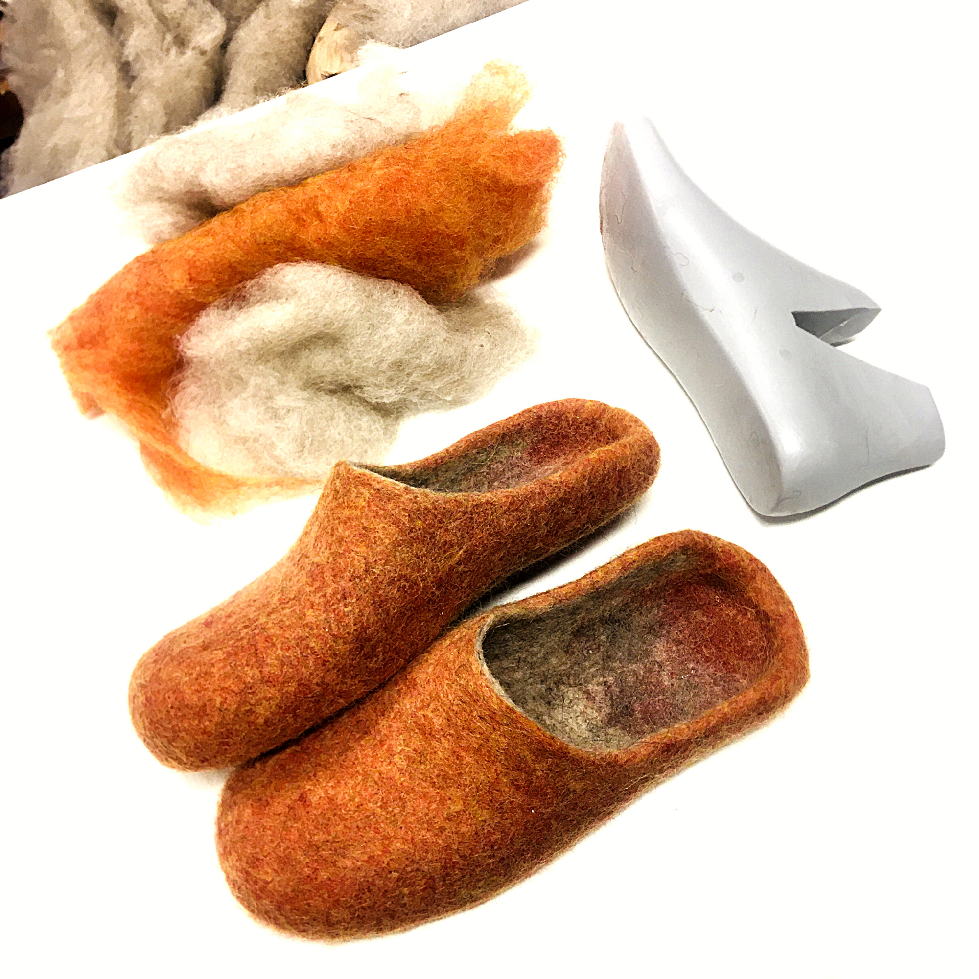 quality orange sheep wool slippers mules clogs 5.png