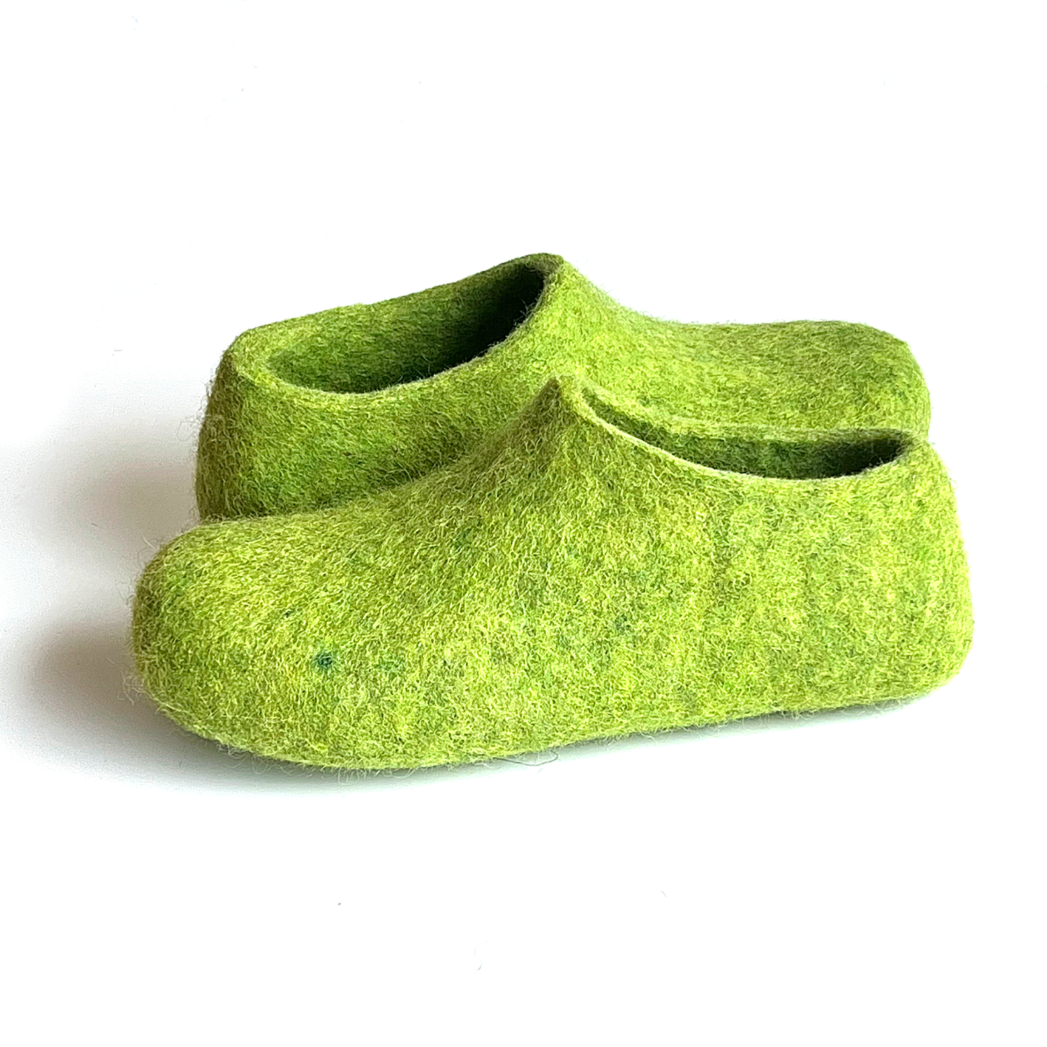 Felted Wool Room Slippers Lime  Green Vivid FELTFORMA Barefoot shoes gifts for her.png