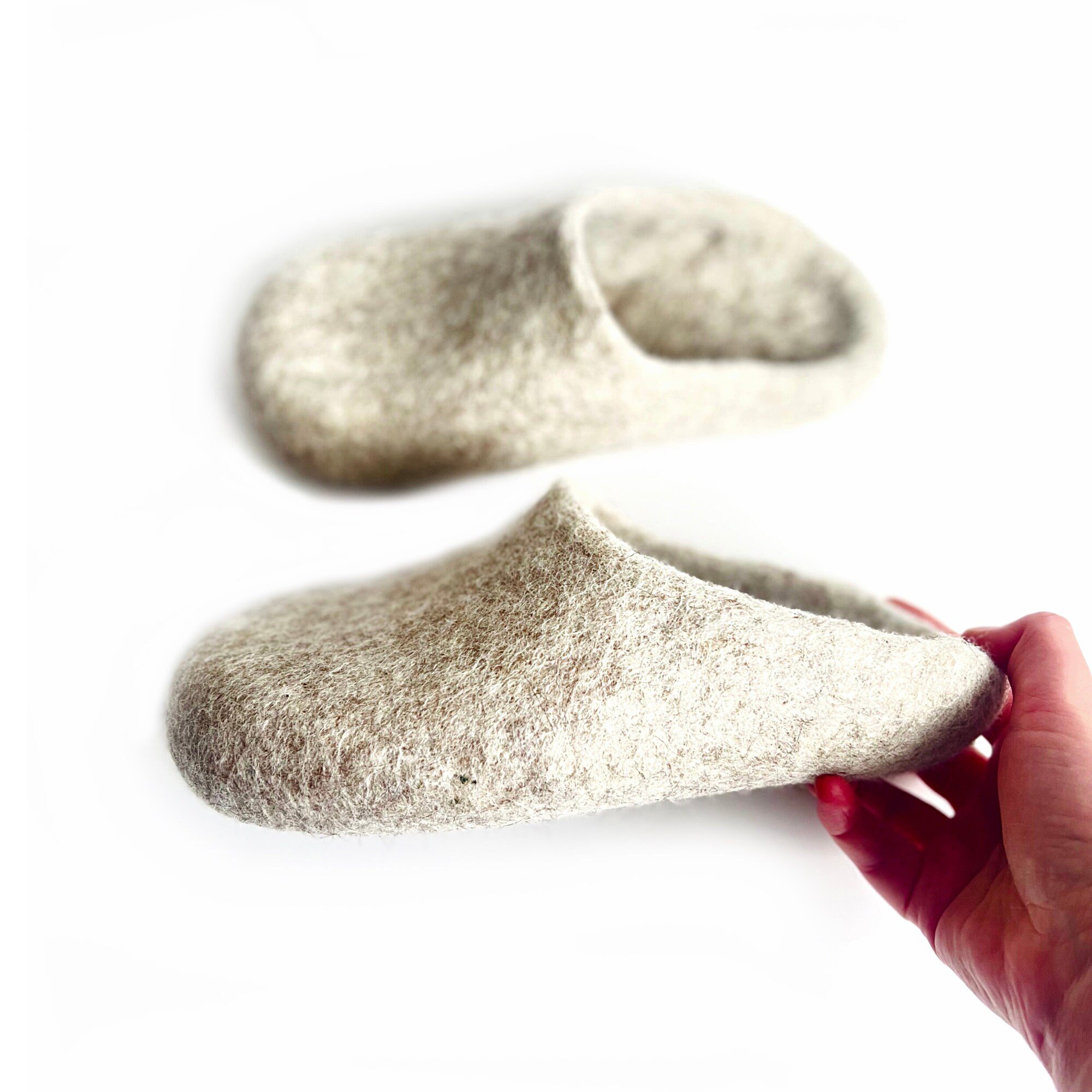 Custom Felted Wool Mule Clog Slippers for Wide Feet, Handmade Comfort FELTFORMA