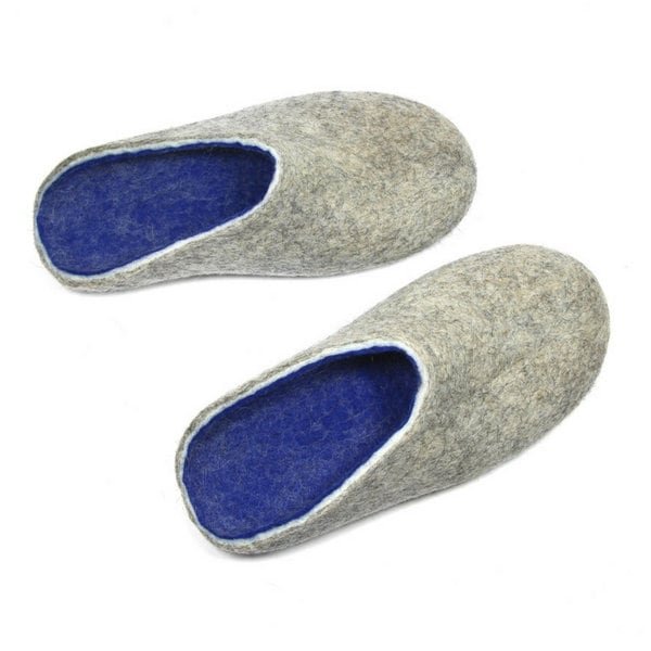 Men’s Organic Wool Mule Slippers, Warm Winter Gift for Cold Feet