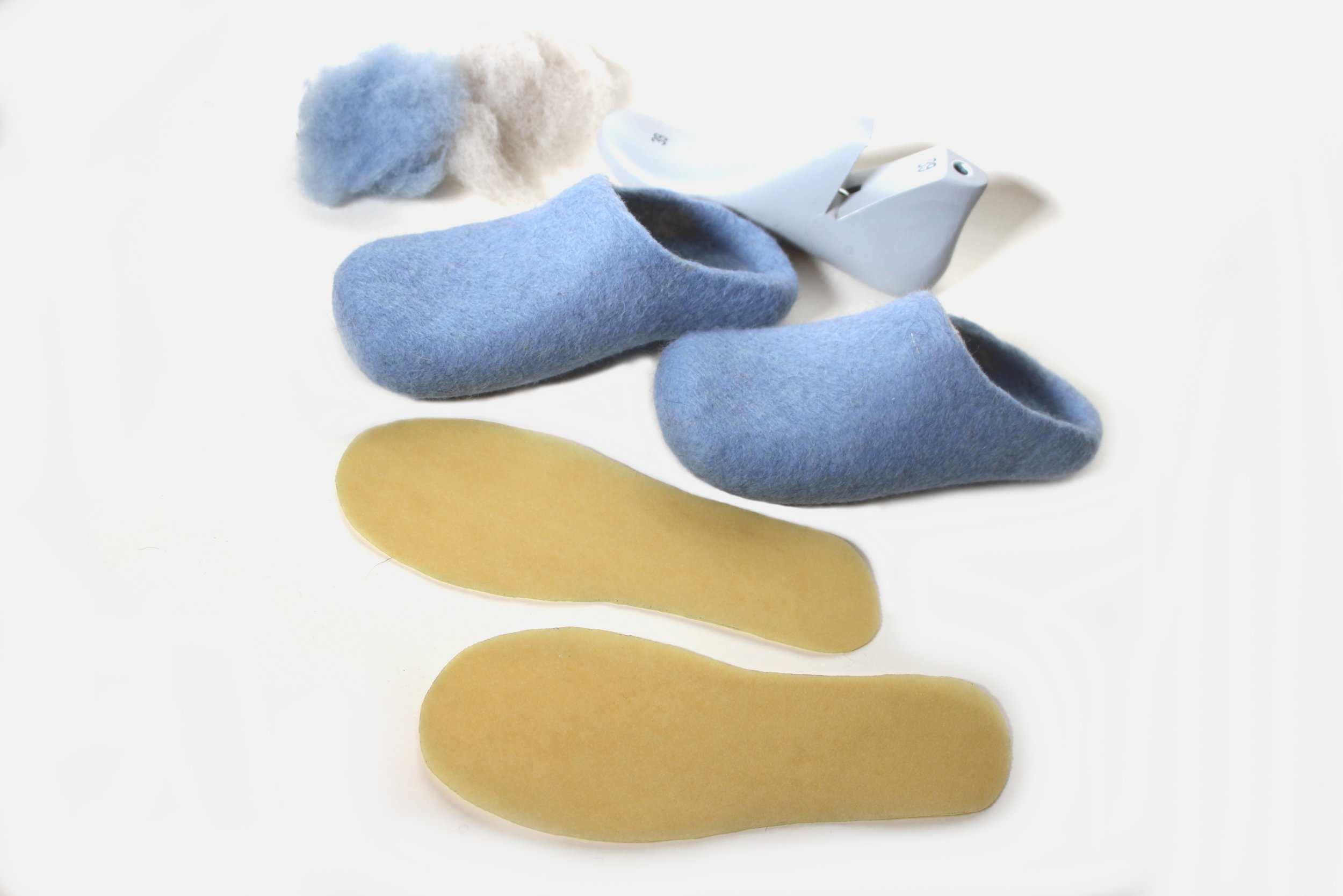 Backless Wool home slippers women Blue Spring Lake 8.jpg