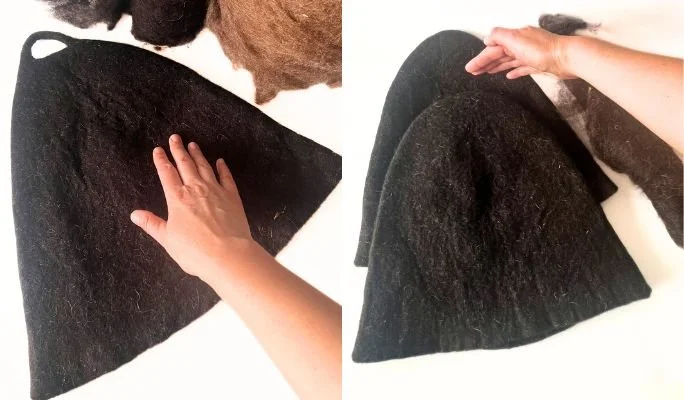 The same hat, with a loop or without, from the sauna to the plunge.