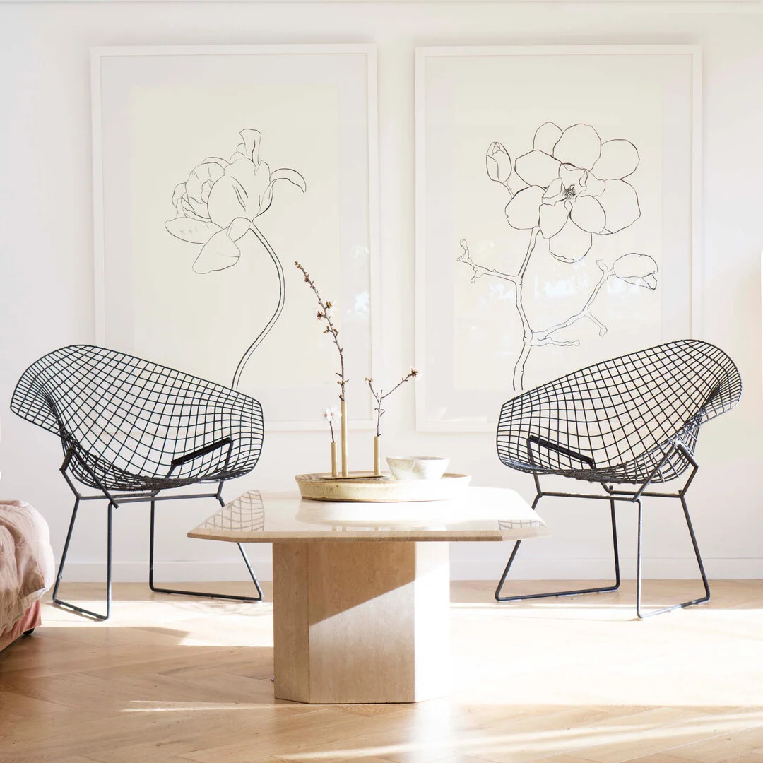 These originals are currently hanging in @sadesigncollective. ​​​​​​​​
​​​​​​​​
I really like the simplicity of these works 🥀 I was experimenting with the humble line. They are ink on paper and framed with a thick matting.