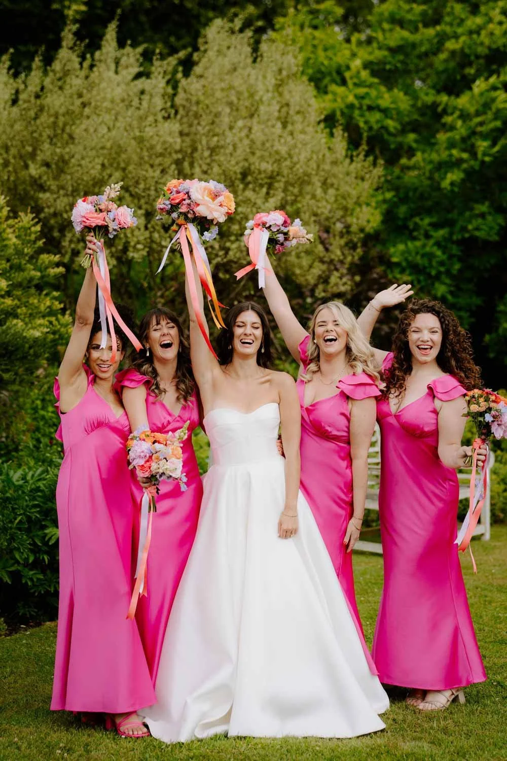 Bright Pink Bridesmaids Dresses, Fun Bridesmaids Shots.jpg