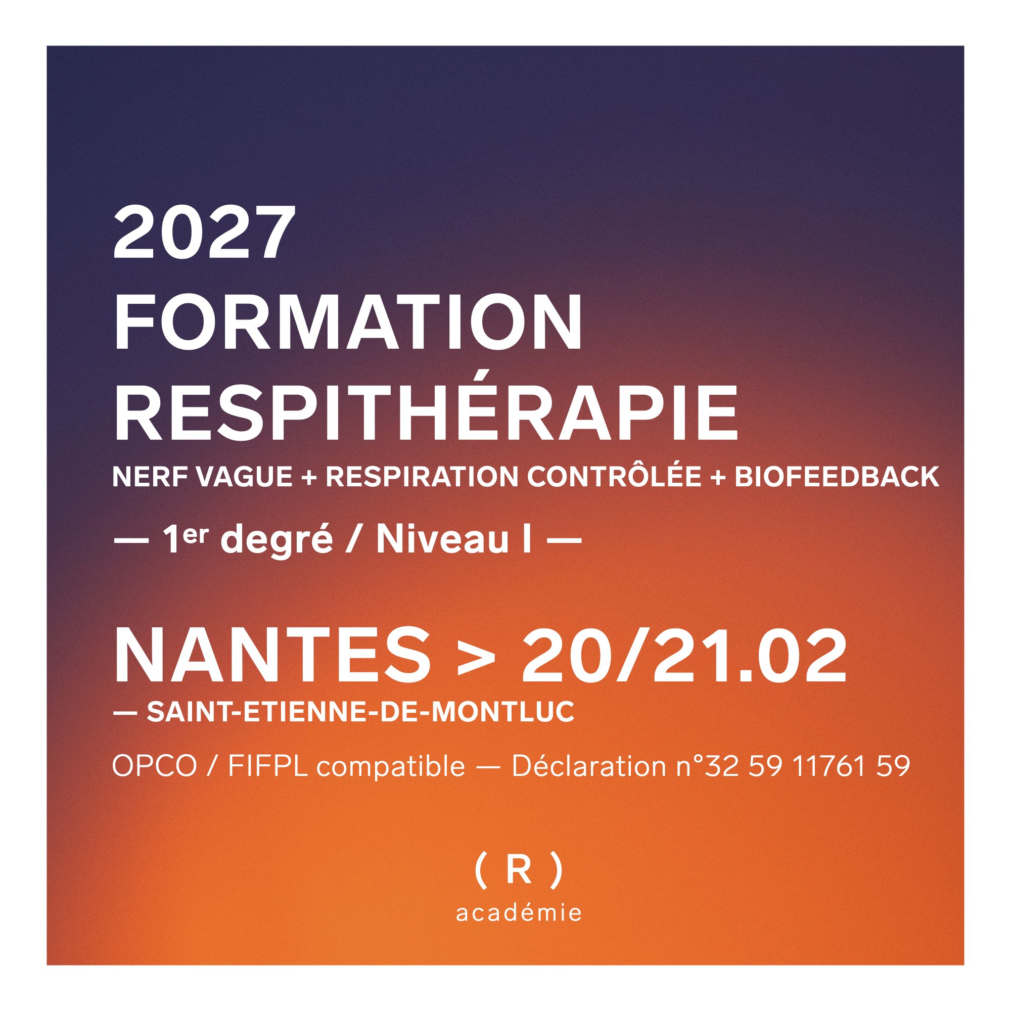 FORMATION EN RESPITHÉRAPIE DU 1er Degré / Niveau 1 — NANTES / Saint-Étienne-de-Montluc