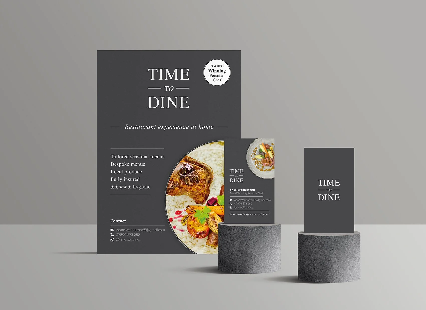 Time to Dine flyer and business card