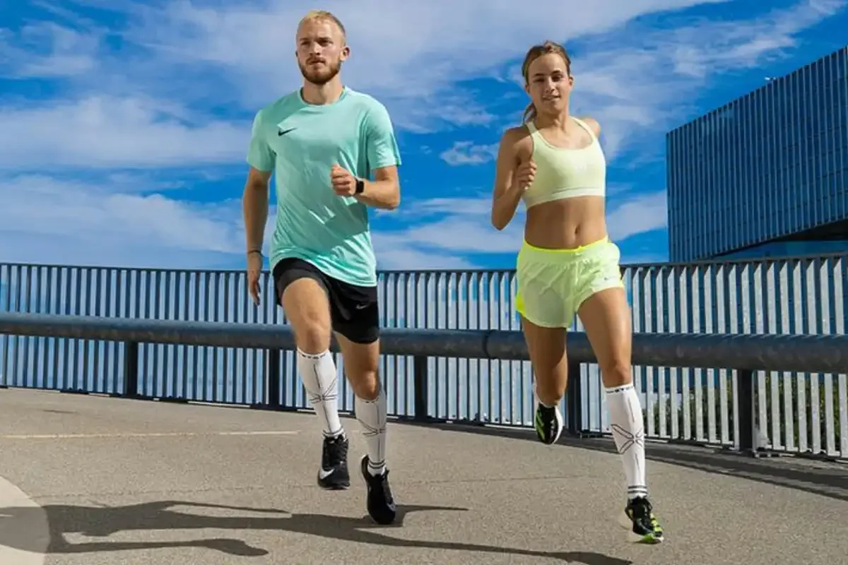Two active young adults exercising