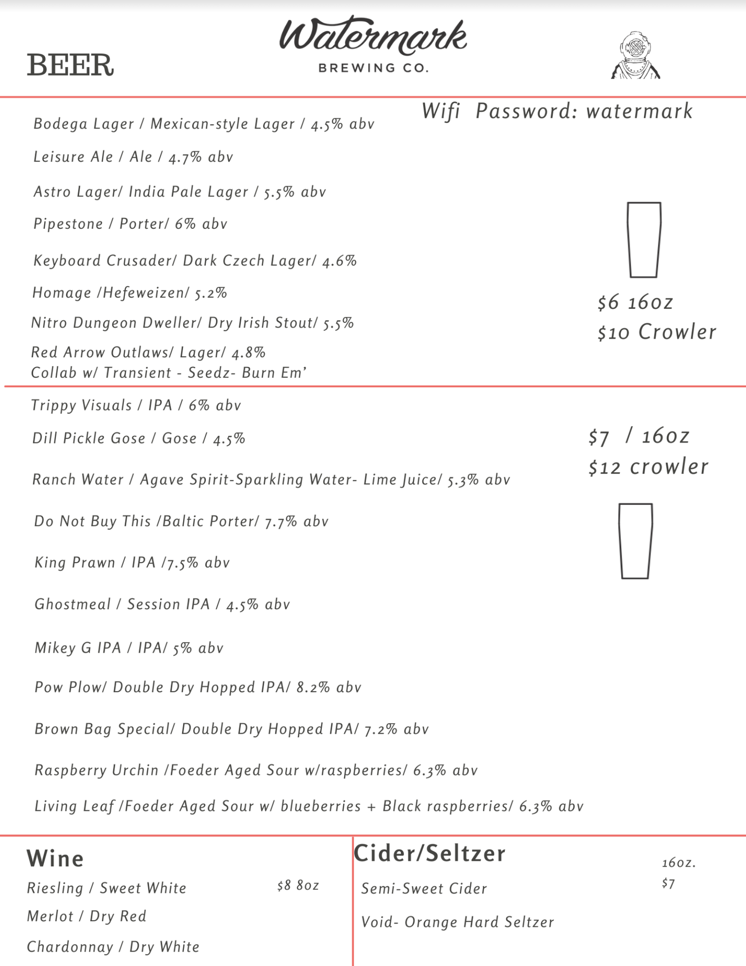 Beer — Watermark Brewing Co.