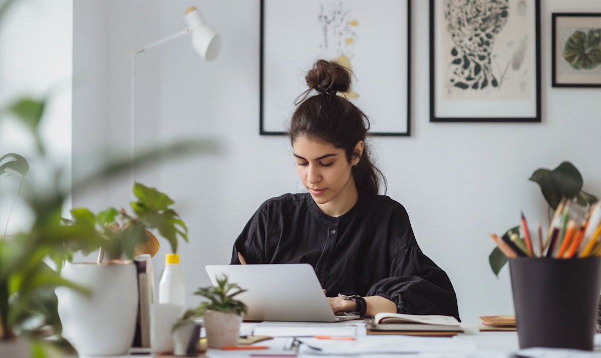 Young Woman Working on Laptop in Home Office.jpeg