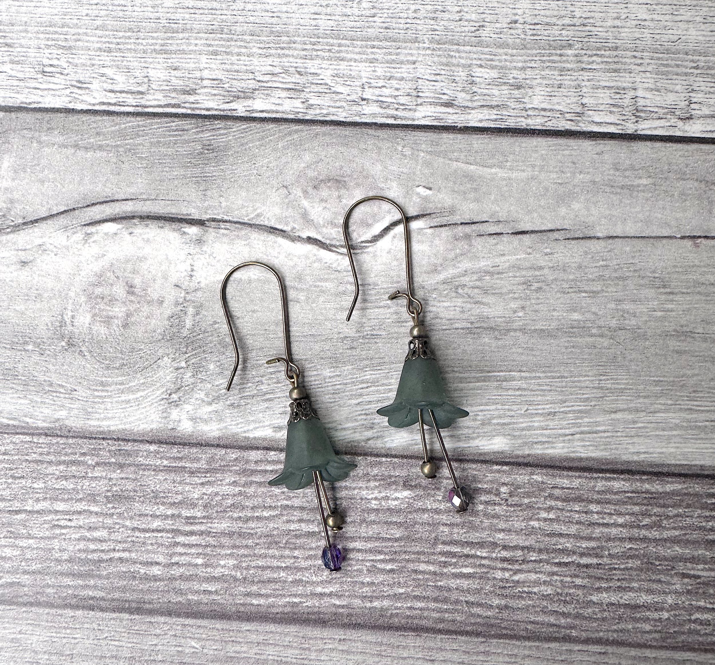 Fairy Flower Earrings- Teal and Bronze 2.jpg