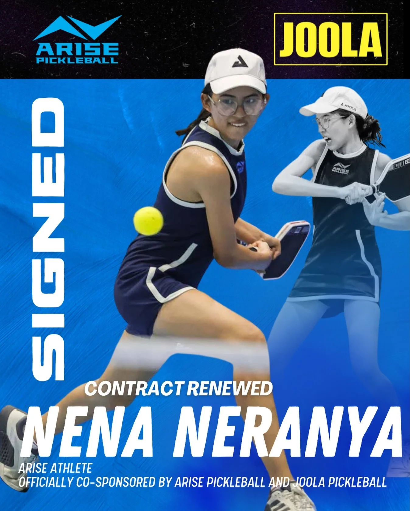 ✨ Partnership Renewed ✨
We&rsquo;re proud to announce that Nena Neranya, 15-year-old rising pickleball athlete, has renewed her sponsorship with Arise Pickleball in partnership with JOOLA Pickleball!

Nena wears many hats: student, daughter, sister, 