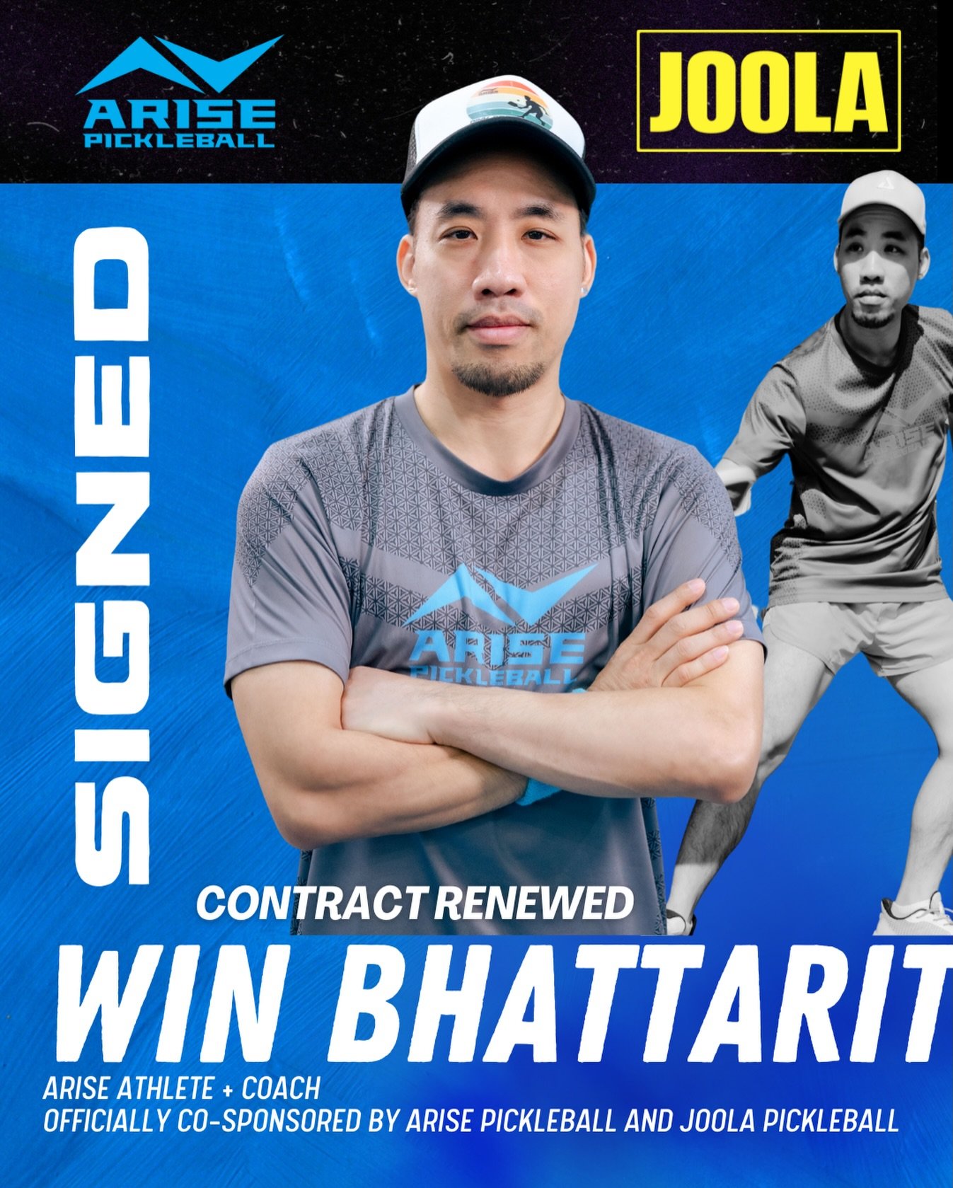 We&rsquo;re proud to announce the contract renewal of Win Bhattarit &mdash; a valued part of the Arise family. He is co-sponsored by Arise Pickleball and JOOLA Pickleball. 

Win has consistently shown commitment, humility, and a strong work ethic on 