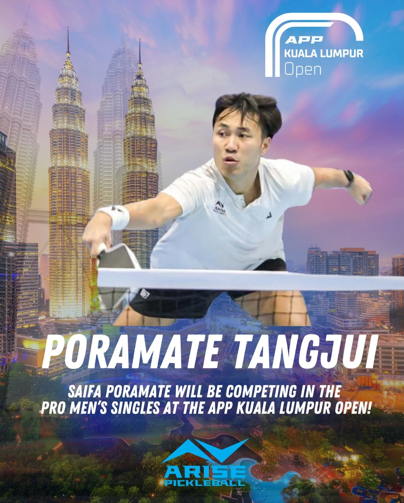 &ldquo;Saifa&rdquo; Poramate Tangjui will also be competing at the Pro level for the Men&rsquo;s Singles at the APP KL! Let&rsquo;s go, Saifa! You got this!

#arisepickleball #appkualumpur #APPTour #pickleballthailand #AriseAthletes