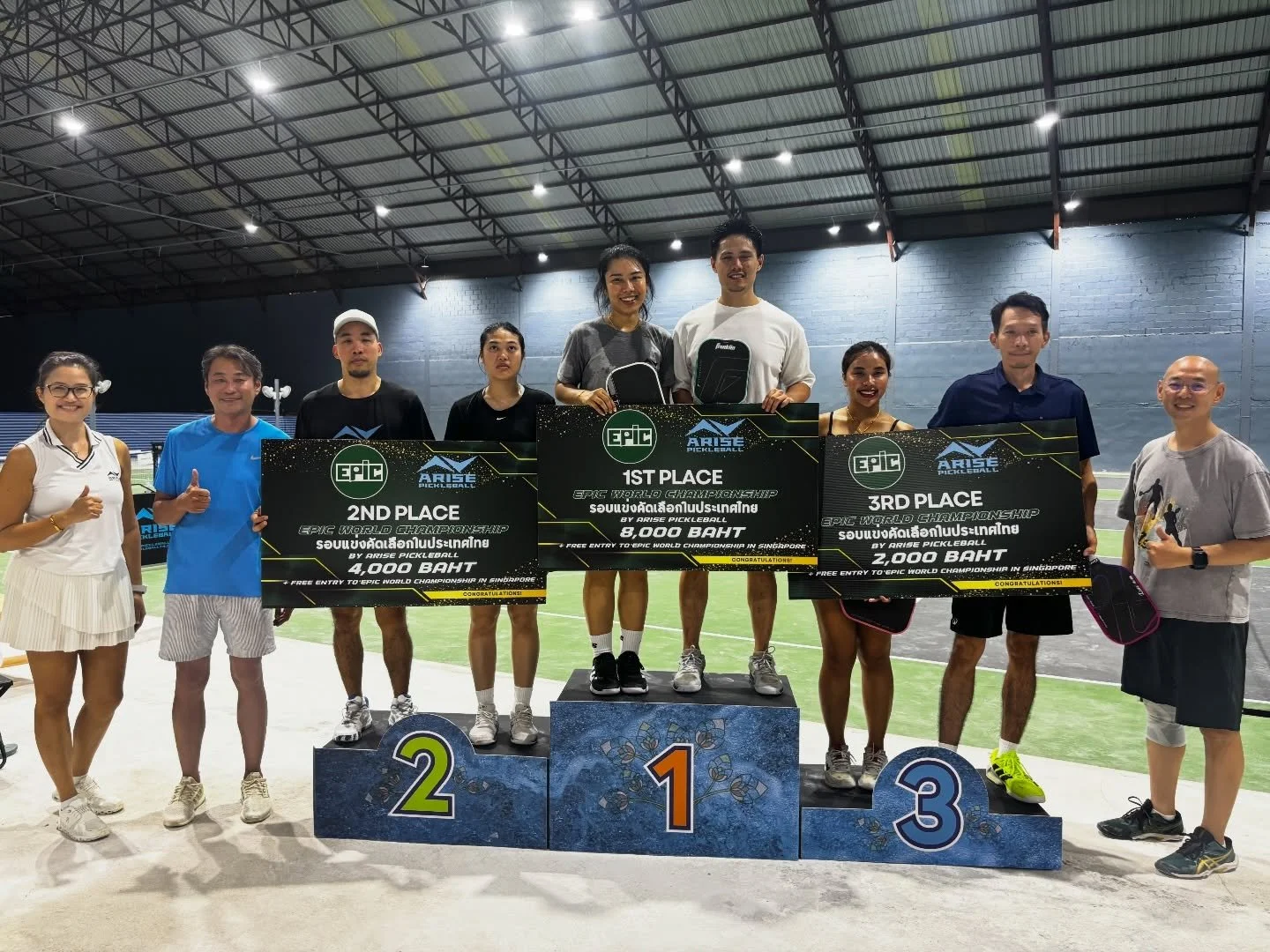 Congrats to the winners of the EPIC Qualifier Rounds Thailand Mixed Doubles 3.7-4.3!!
🎉🎉🎉 Amazing job, everyone! 

@epicworldchampionship 
@thele02 
@nawin39 

#arisepickleball #pickleballthailand #epicworldchampionship #พิคเคิลบอล