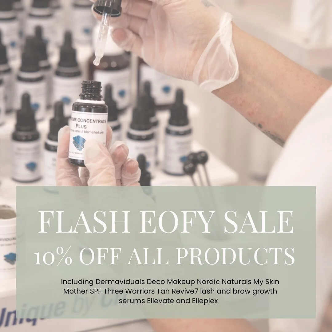 FLASH EOFY SALE - 10% OFF ALL PRODUCTS! 
This is the perfect time to stock up on your current products, upgrade to a bespoke moisturiser or serum, or grab the products you&rsquo;ve been wanting to try. 

If you are wanting to step up your skincare ro