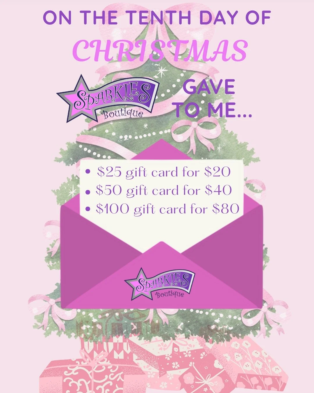 *FREE STOCKING STUFFER WITH ANY PURCHASE TODAY - 12/24

Spread holiday cheer! Save now on gift cards &mdash; the ultimate stocking stuffer for every little girl!

Use code TAKE5 ($25 GC)
Use code TAKE10 ($50 GC)
Use code TAKE20 ($100 GC)

https://squ