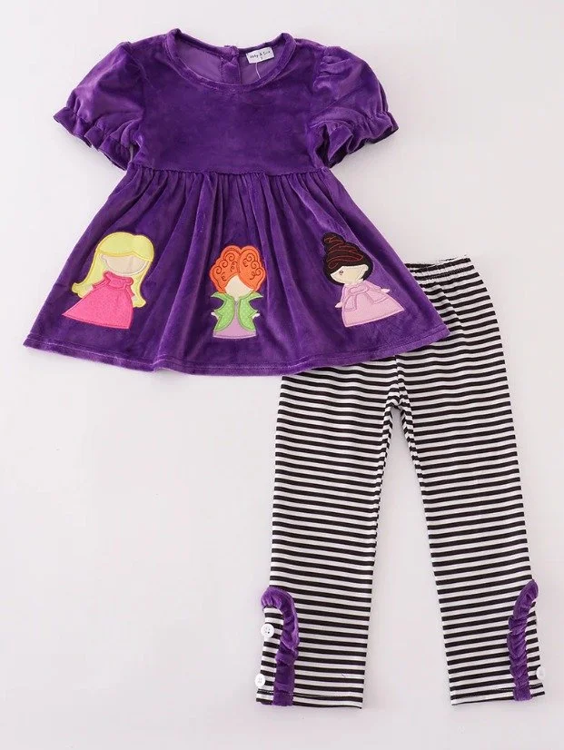 Purple Velvet Witch Pant Set