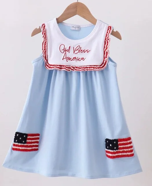 Blue Flag Ruffle Dress