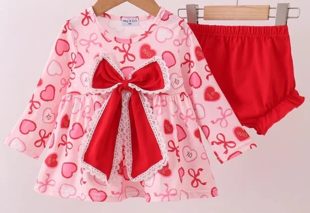 Red Bow Heart Bloomer Set